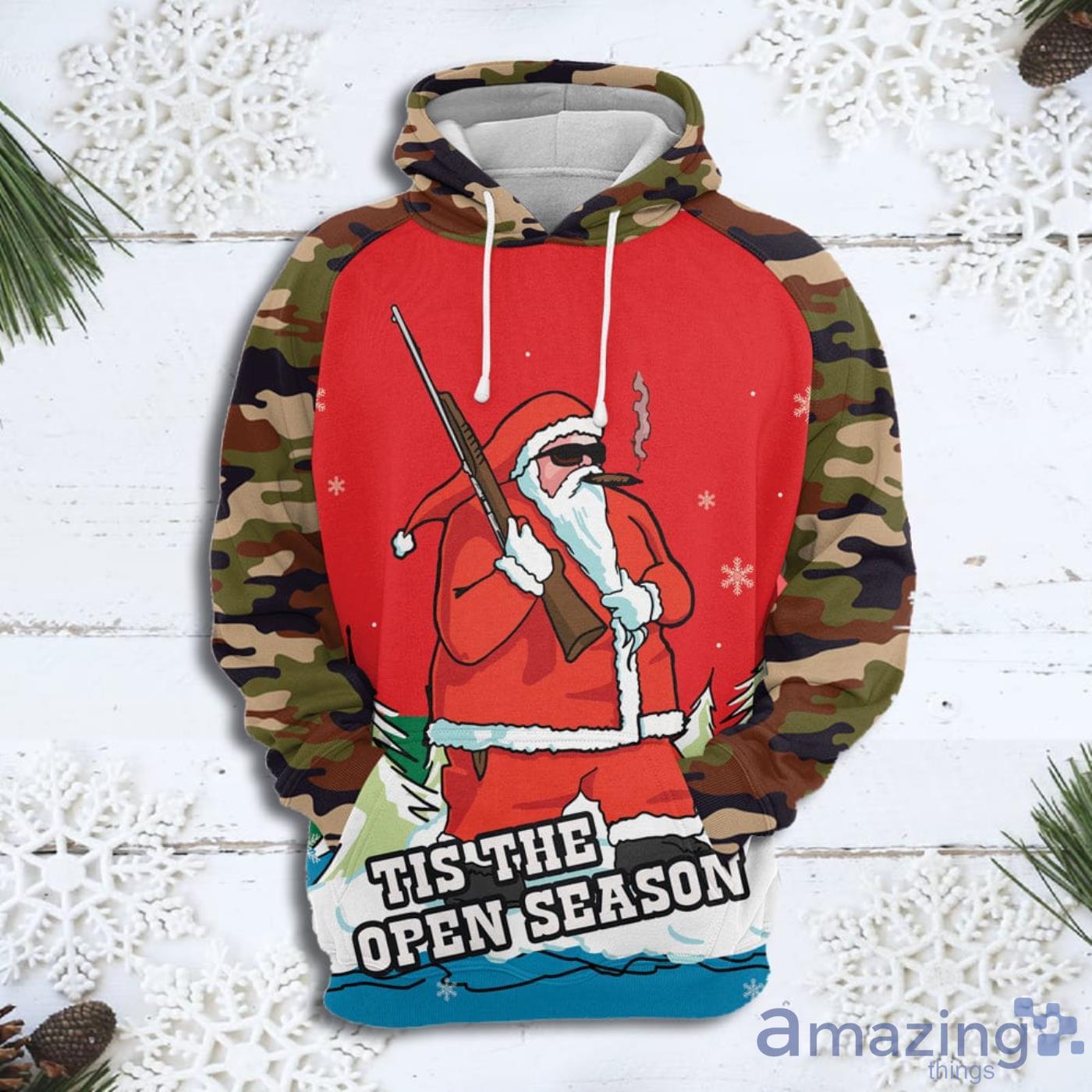 Hunting Santa Christmas Christmas Sweater Hoodie 3D T Shirt Sweater Hoodie Product Photo 1