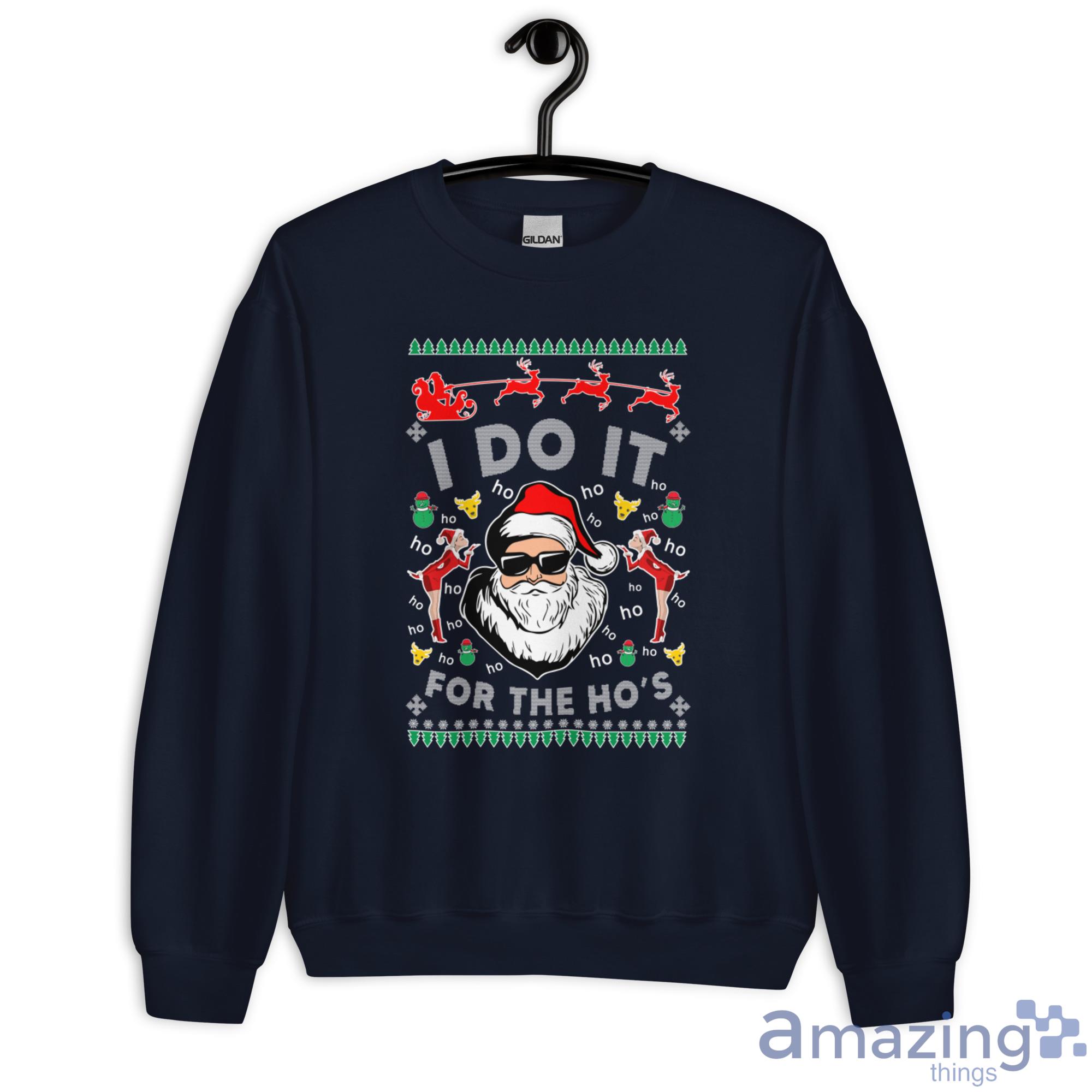 I Do It For The Ho's Santa Claus Christmas Sweatshirt - G180 Unisex Heavy Blend Crewneck Sweatshirt-1