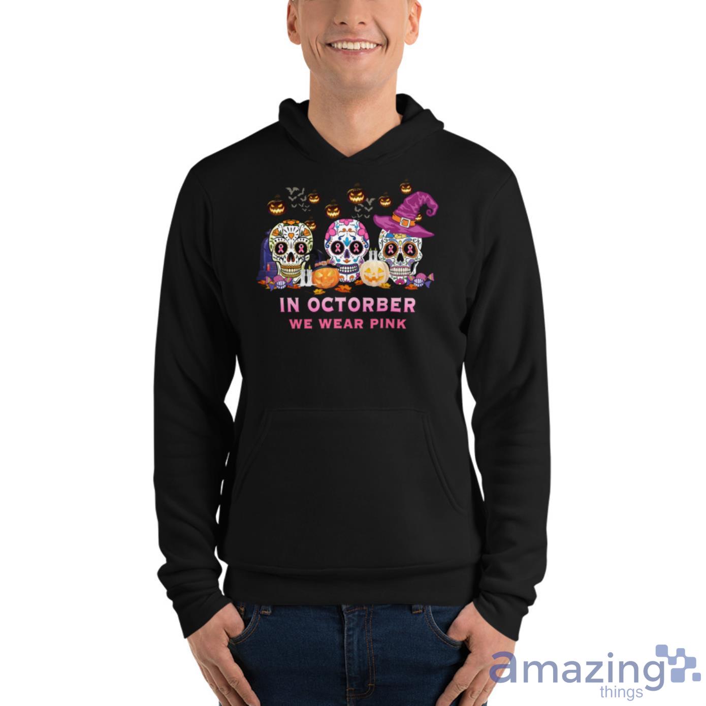 In Octorber We Wear Pink Sugar Skull Shirt image In Octorber We Wear Pink Sugar Skull Shirt - Unisex Fleece Pullover Hoodie