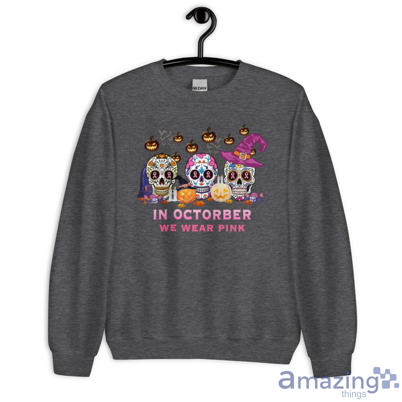 In Octorber We Wear Pink Sugar Skull Shirt image In Octorber We Wear Pink Sugar Skull Shirt - Unisex Heavy Blend Crewneck Sweatshirt-2