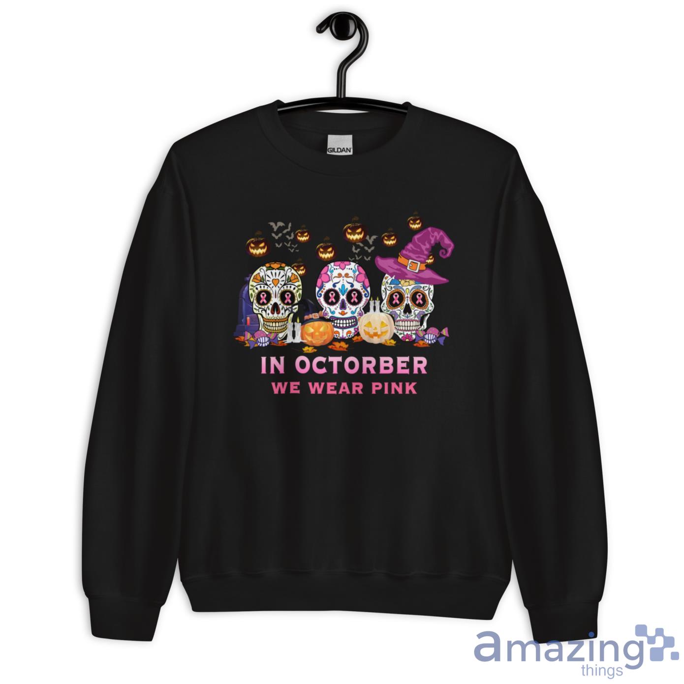 In Octorber We Wear Pink Sugar Skull Shirt image In Octorber We Wear Pink Sugar Skull Shirt - Unisex Heavy Blend Crewneck Sweatshirt