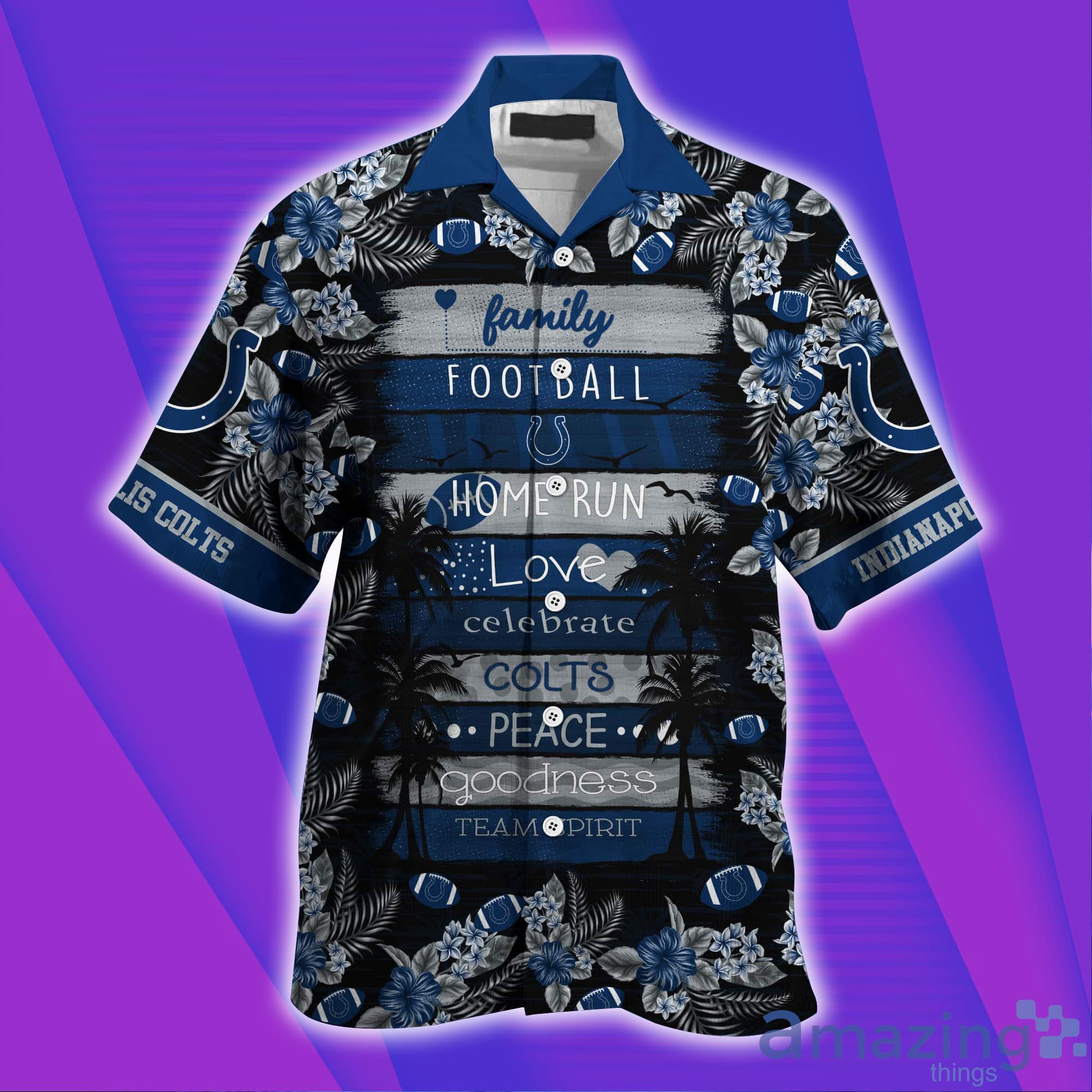 Indianapolis Colts NFL Family And Football Short Sleeves Hawaiian Shirt image Indianapolis Colts NFL Family And Football Short Sleeves Hawaiian Shirt Product Photo 3