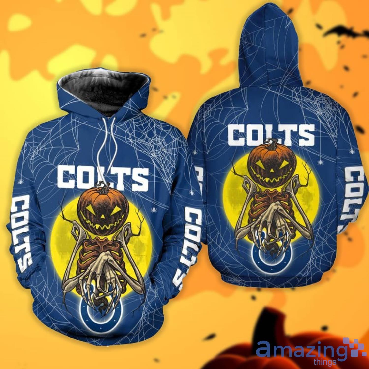 Indianapolis Colts Pumpskin Monster Halloween 3D All Over Printed Shirts Product Photo 1