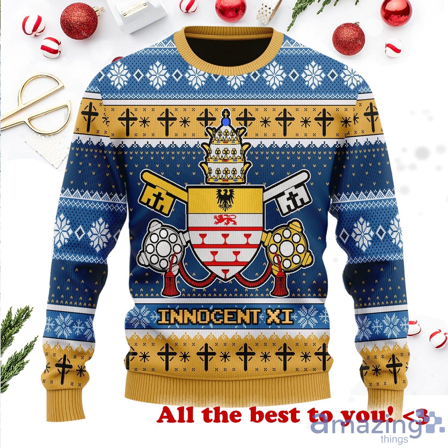 Innocent XI Coat Of Arms Wool Knitting Pattern Christmas Ugly Sweater Product Photo 1