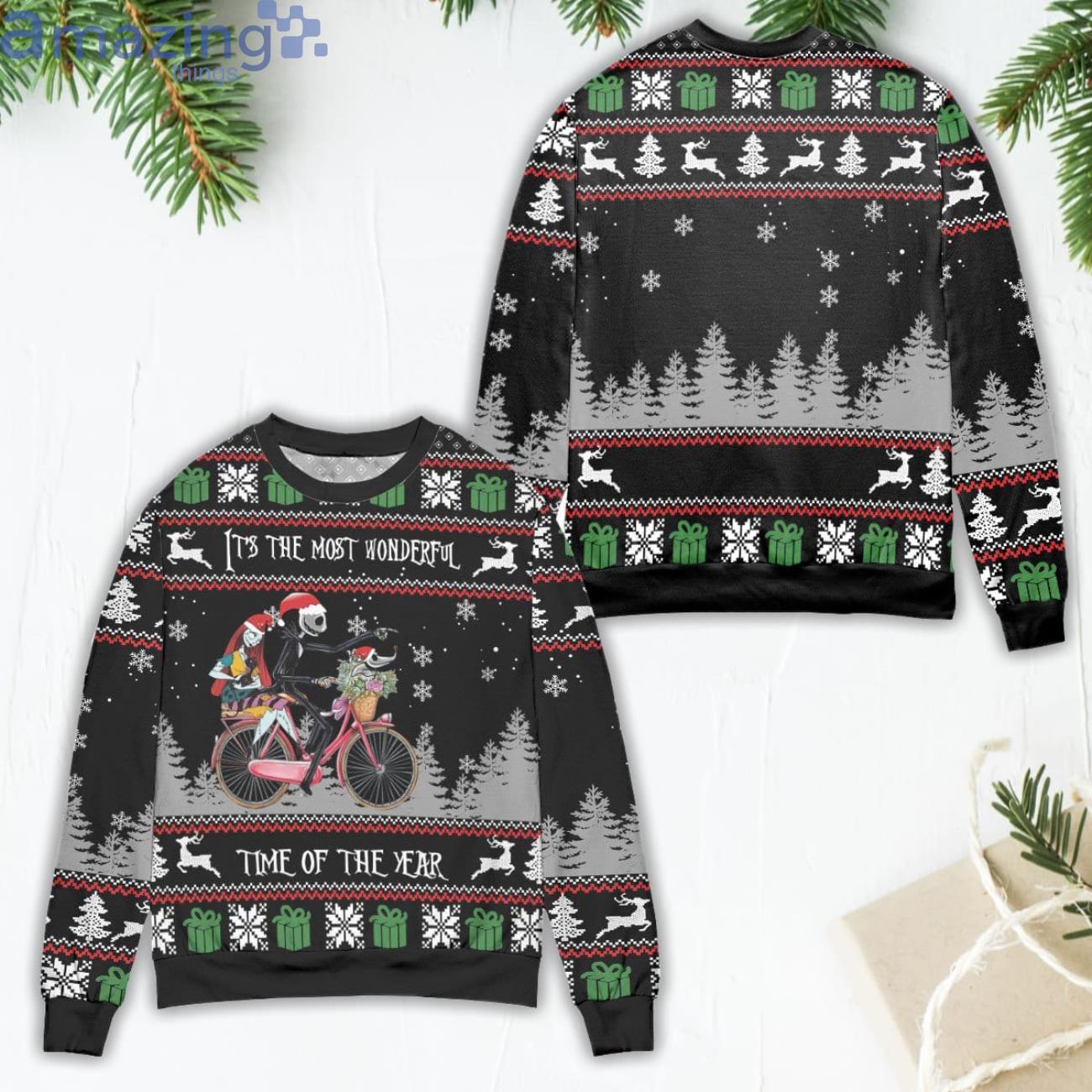 Jack And Sally The Most Wonderful Time Of The Year Ugly Christmas Sweater Product Photo 1 Jack And Sally The Most Wonderful Time Of The Year Ugly Christmas Sweater Product Photo 1