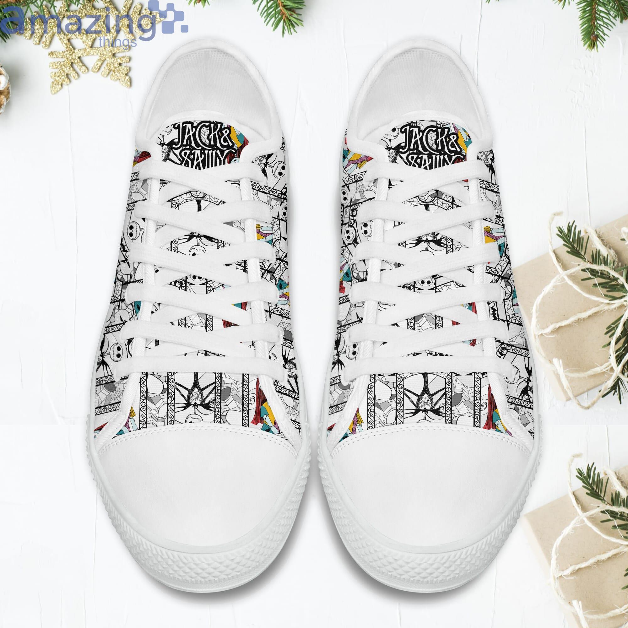 Jack & Sally Patterns Rainbow Disney Cartoon Sneakers Low Top Canvas Shoes image Jack & Sally Patterns Rainbow Disney Cartoon Sneakers Low Top Canvas Shoes Product Photo 2