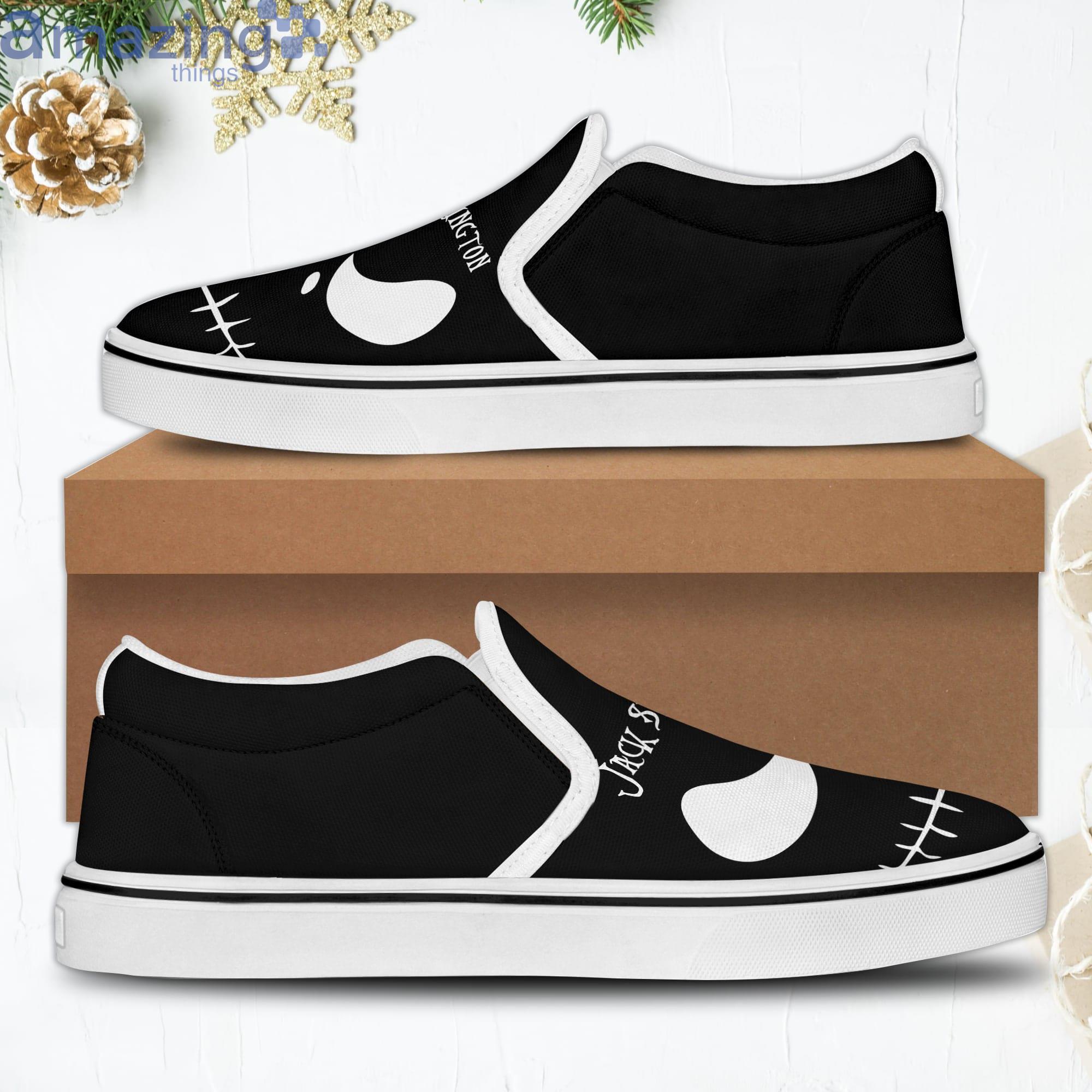Jack Skellington Black White Disney Halloween Slip On Shoes image Jack Skellington Black White Disney Halloween Slip On Shoes Product Photo 2