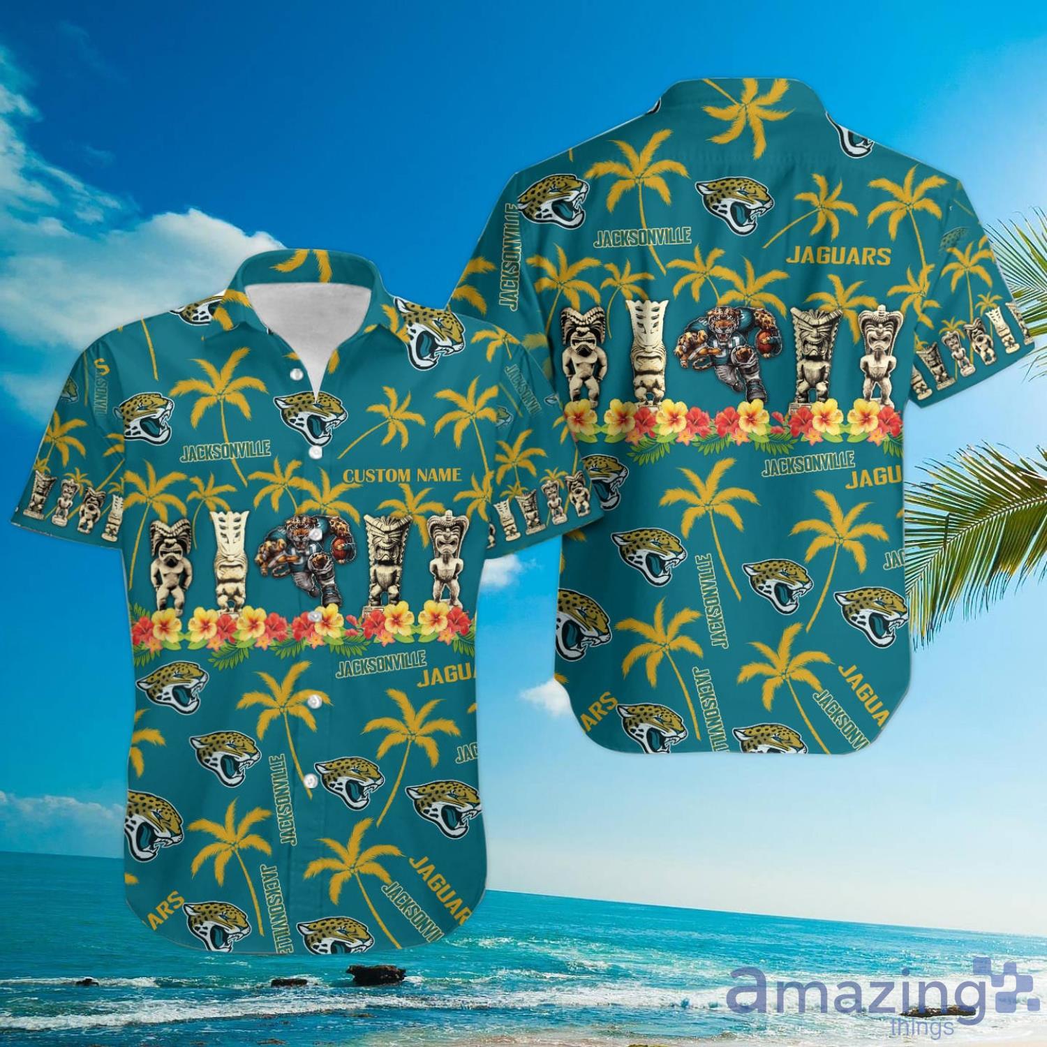 Jacksonville Jaguars Custom Name Shells Starfish Parttern Hawaiian