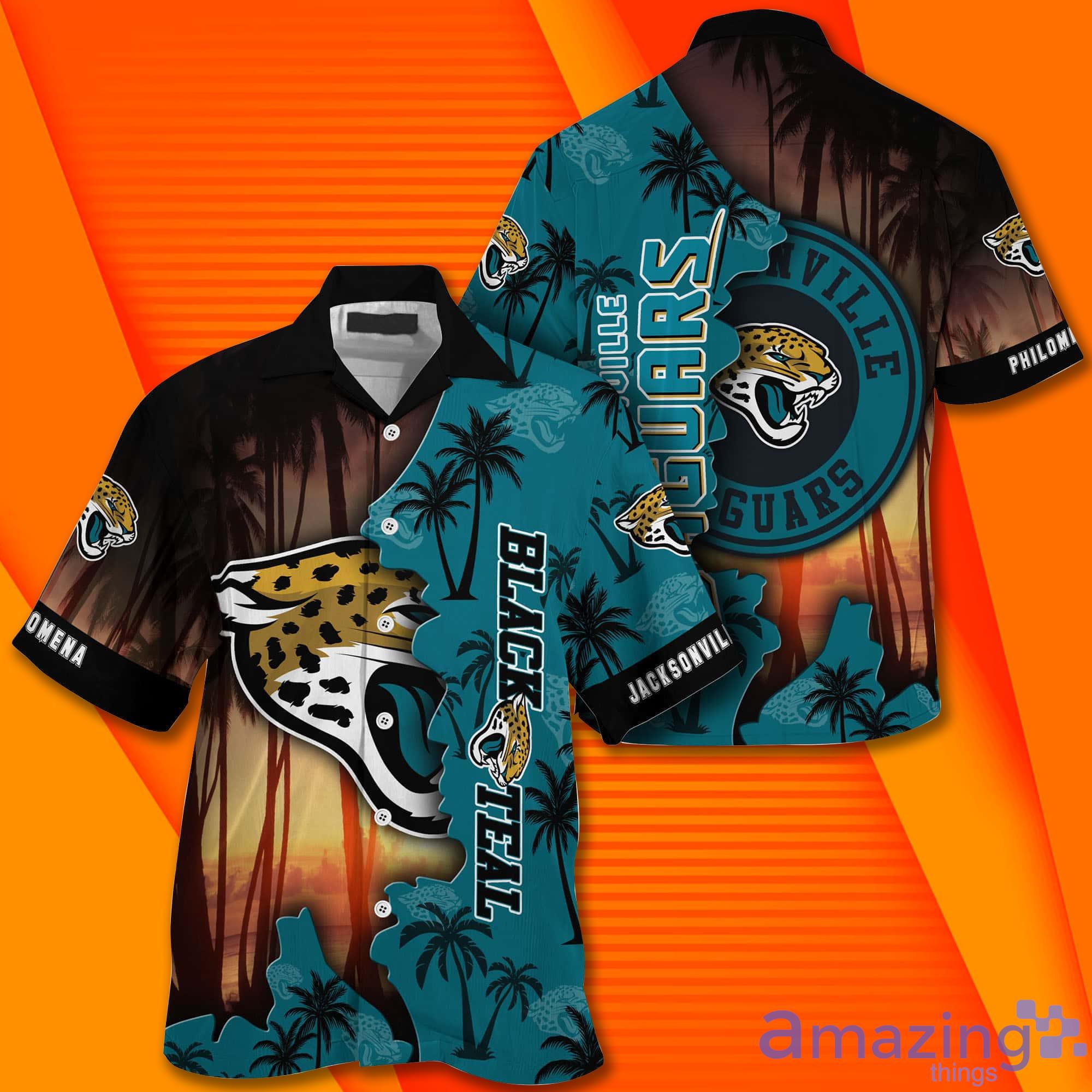 Custom Name Jacksonville Jaguars NFL Pattern Aloha Tropical Hawaiian Shirt