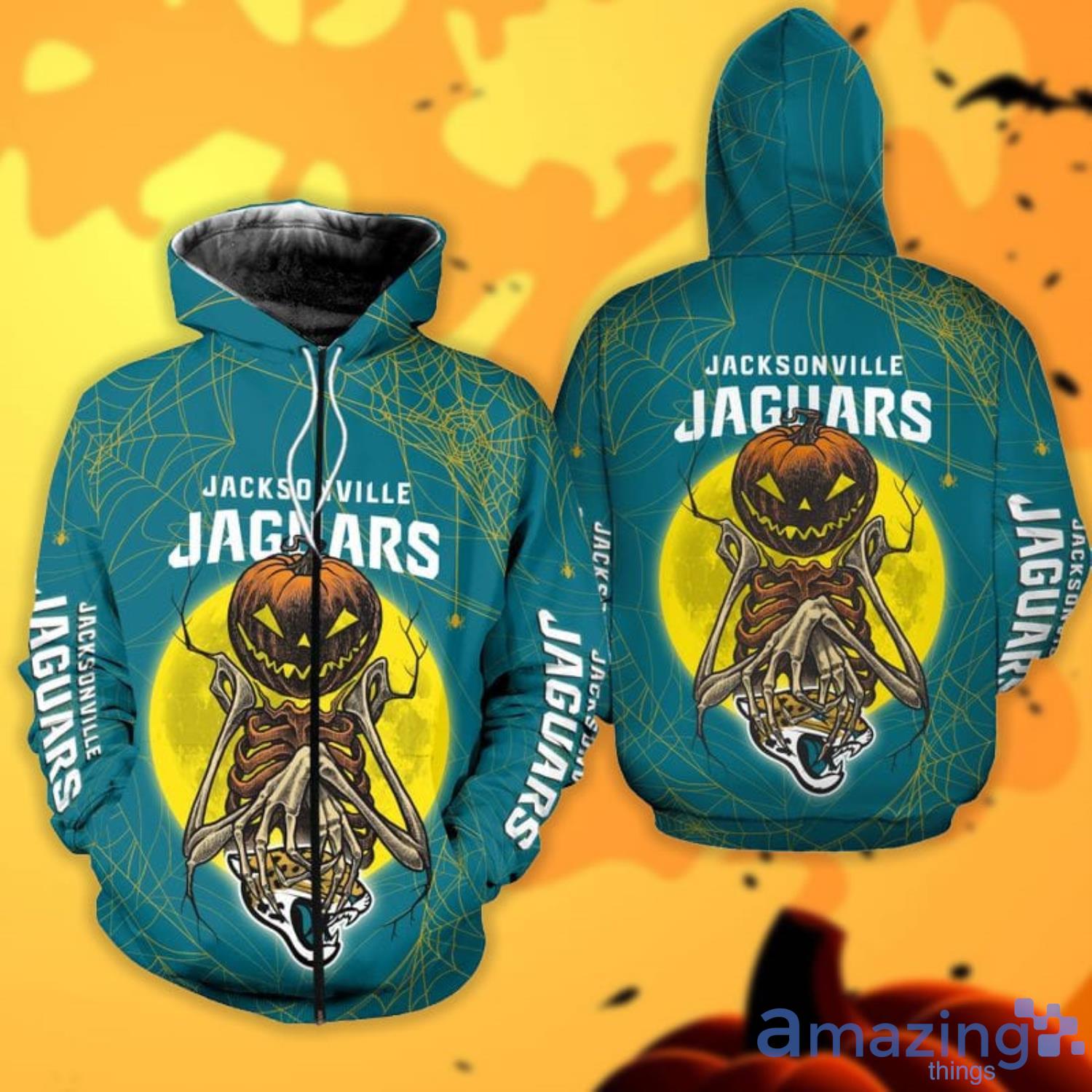 Jacksonville Jaguars Pumpskin Monster Halloween 3D All Over Printed Shirts