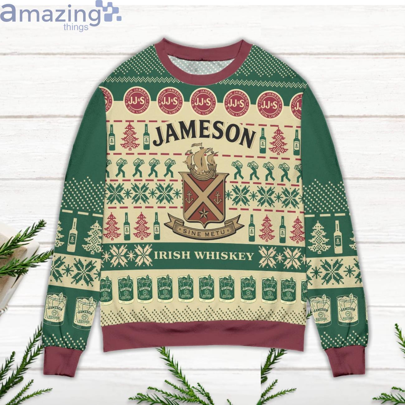 Jameson Irish Whiskey Snowflake Pattern Ugly Christmas Sweater image Jameson Irish Whiskey Snowflake Pattern Ugly Christmas Sweater Product Photo 2