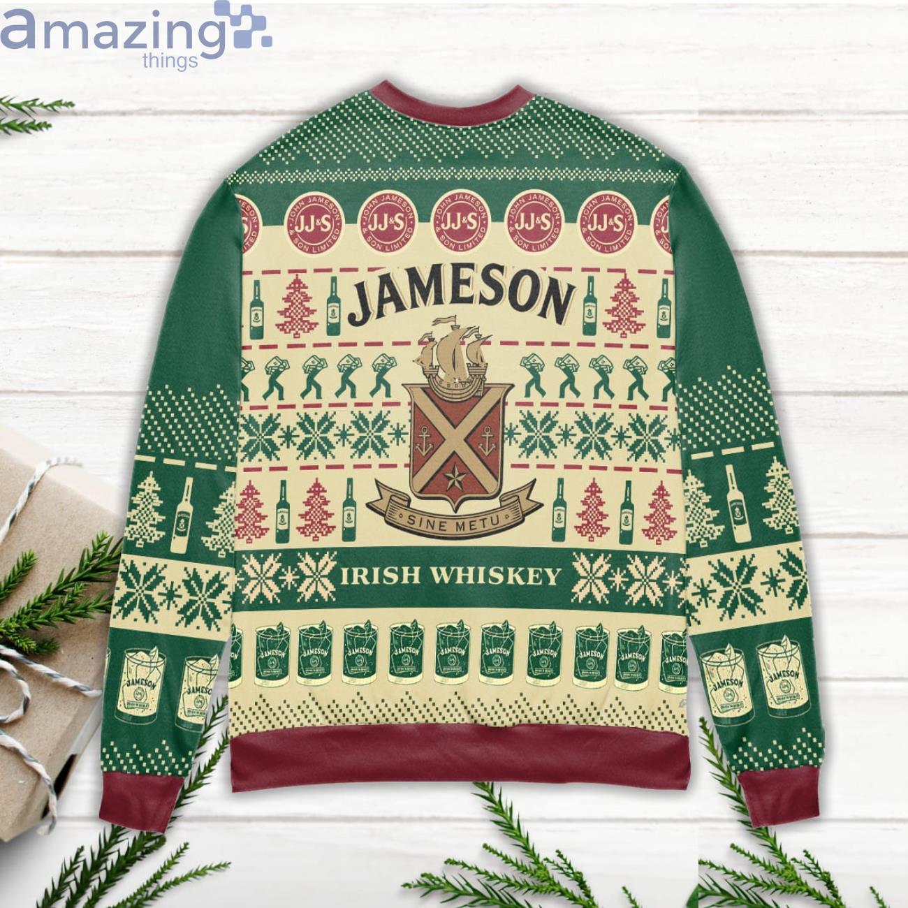 Jameson Irish Whiskey Snowflake Pattern Ugly Christmas Sweater image Jameson Irish Whiskey Snowflake Pattern Ugly Christmas Sweater Product Photo 3