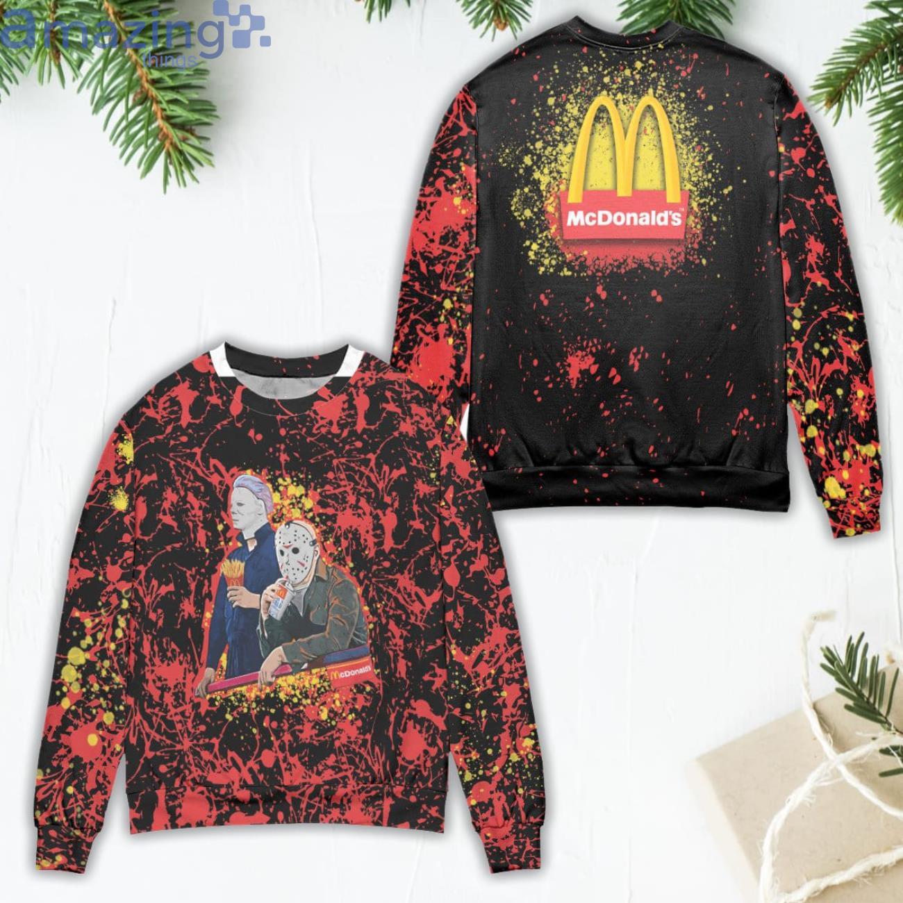 Jason Voorhees And Michael Myers Mc Donald's Ugly Christmas Sweater Product Photo 1