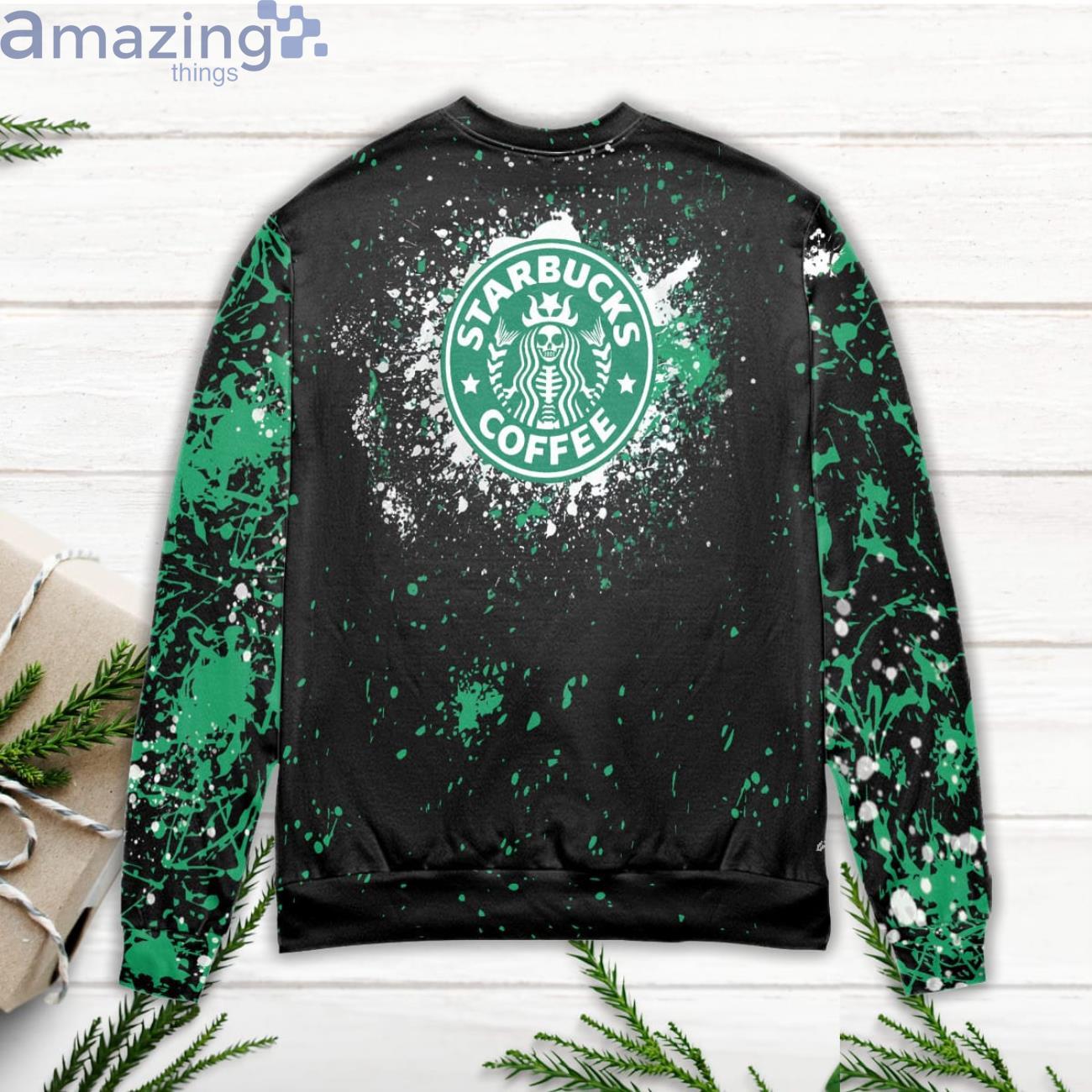 Jason Voorhees Drinking Starbucks Ugly Christmas Sweater image Jason Voorhees Drinking Starbucks Ugly Christmas Sweater Product Photo 2