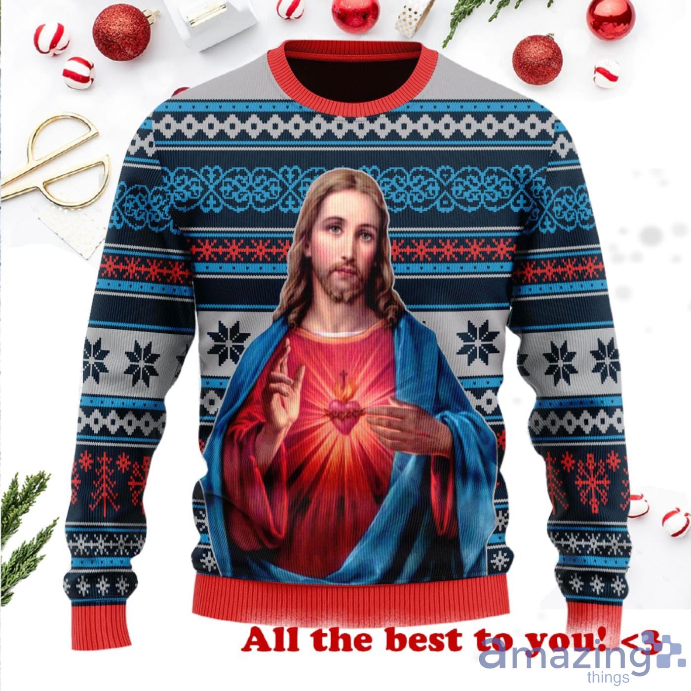 Jesus Christ Wool Knitting Pattern Christmas Ugly Sweater Product Photo 1