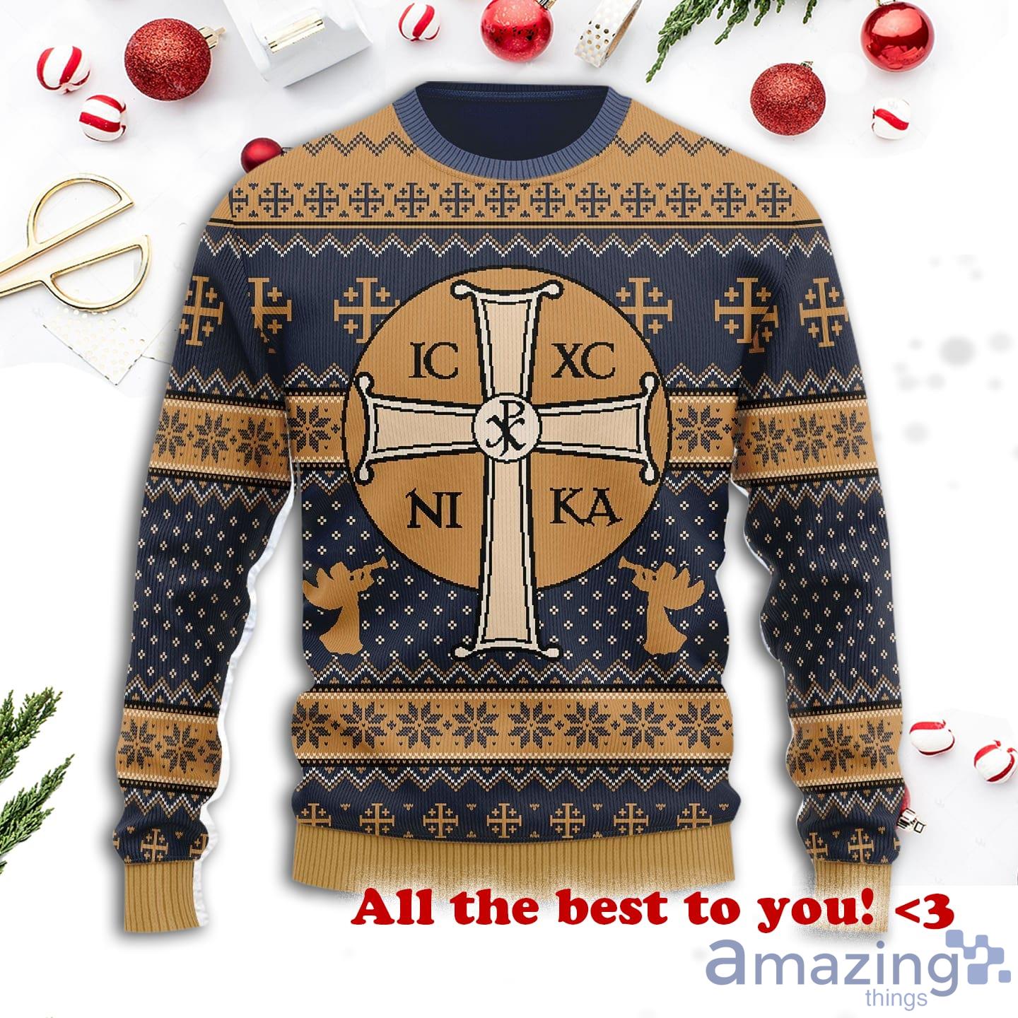 Jesus Ic Xc Wool Knitting Pattern Christmas Ugly Sweater Product Photo 1