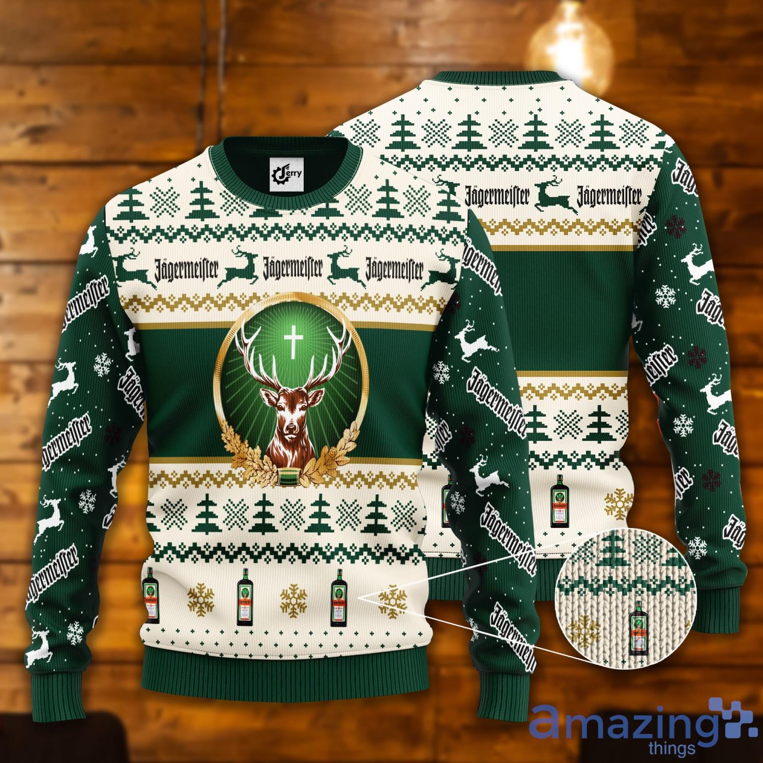 J'Germeister Lover Reindeer Ugly Christmas Sweater Product Photo 1