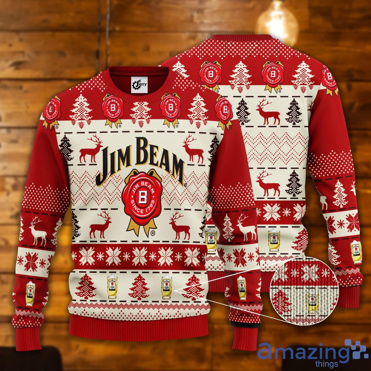 Jim Beam Reindeer Pattern Ugly Christmas Sweater Product Photo 1
