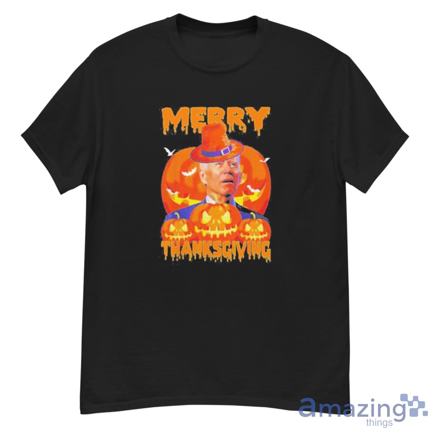 Joe Biden And Pumpkin Merry Thanksgiving Halloween Shirt Product Photo 1