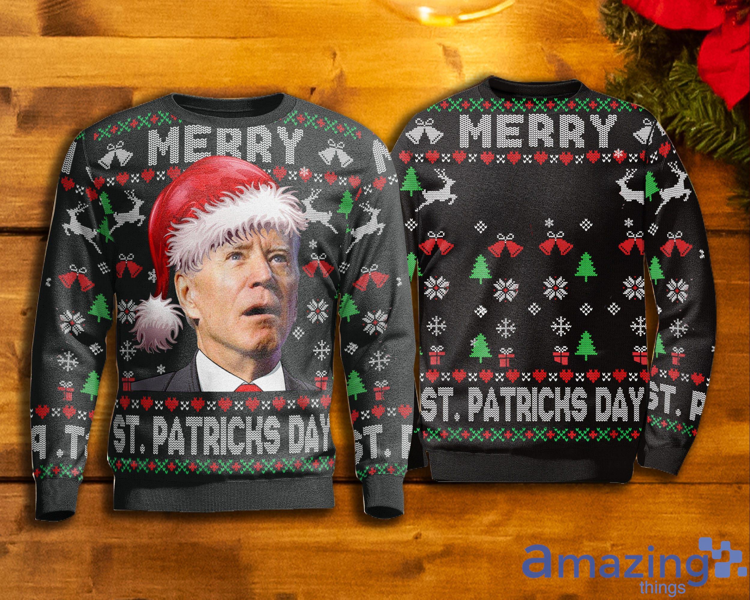 Joe Biden Confused Christmas Sweater Merry Biden ST Patricks Day Sweater Product Photo 1 Joe Biden Confused Christmas Sweater Merry Biden ST Patricks Day Sweater Product Photo 1