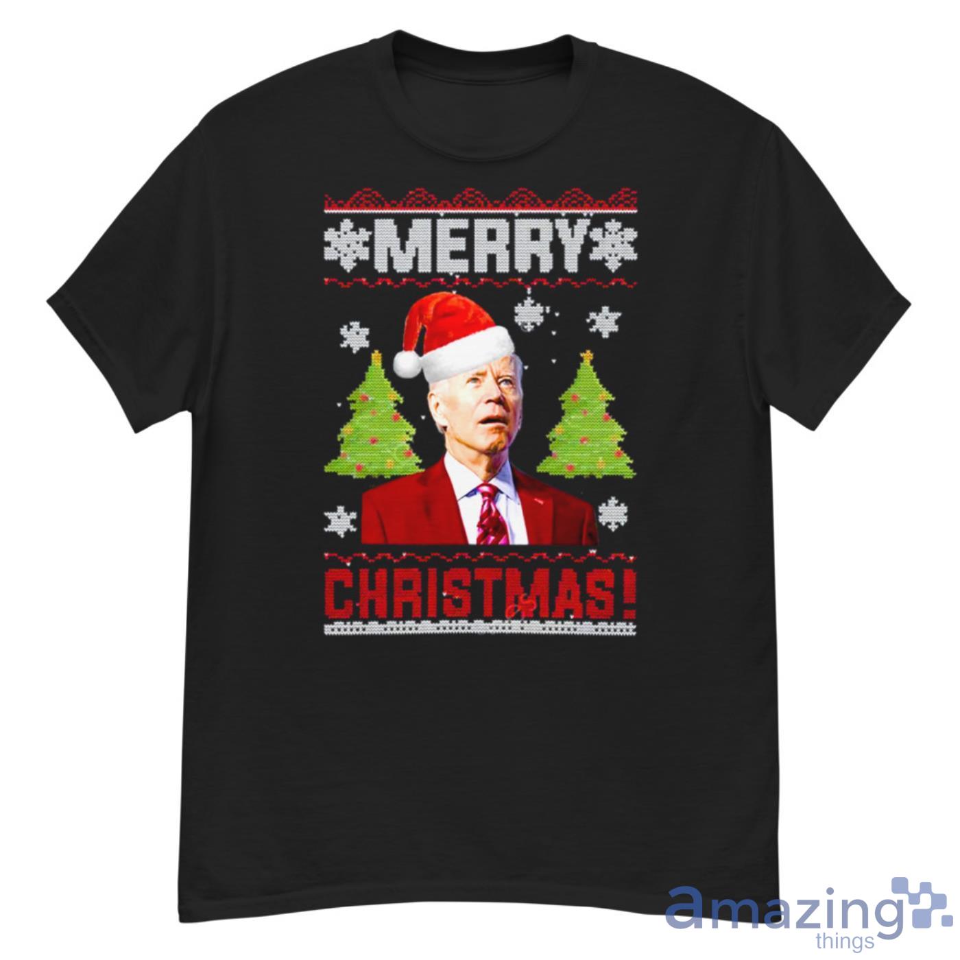 Joe Biden Merry Christmas Ugly Sweater Christmas Tree Funny Shirt Product Photo 1