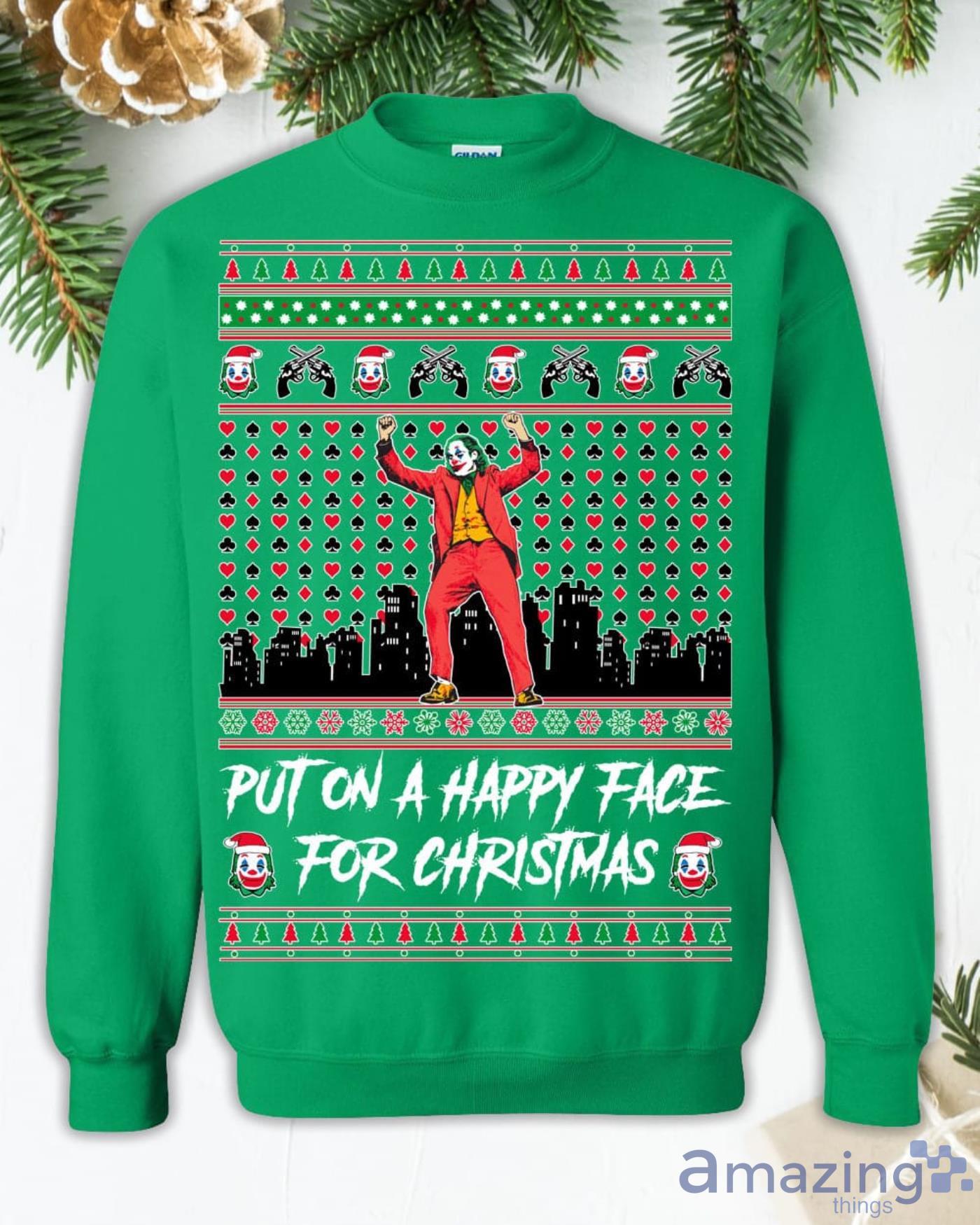 Joker Put on a Happy Face for Christmas Christmas Sweatshirt image Joker Put on a Happy Face for Christmas Christmas Sweatshirt Product Photo 2
