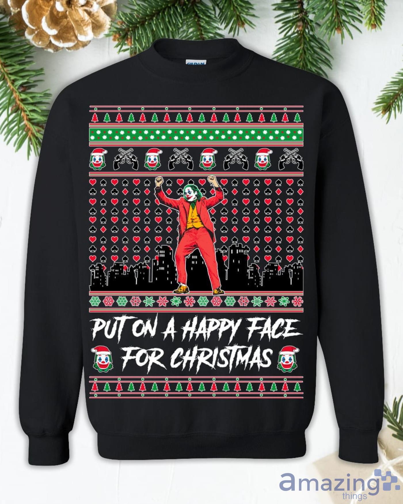 Joker Put on a Happy Face for Christmas Christmas Sweatshirt Product Photo 1