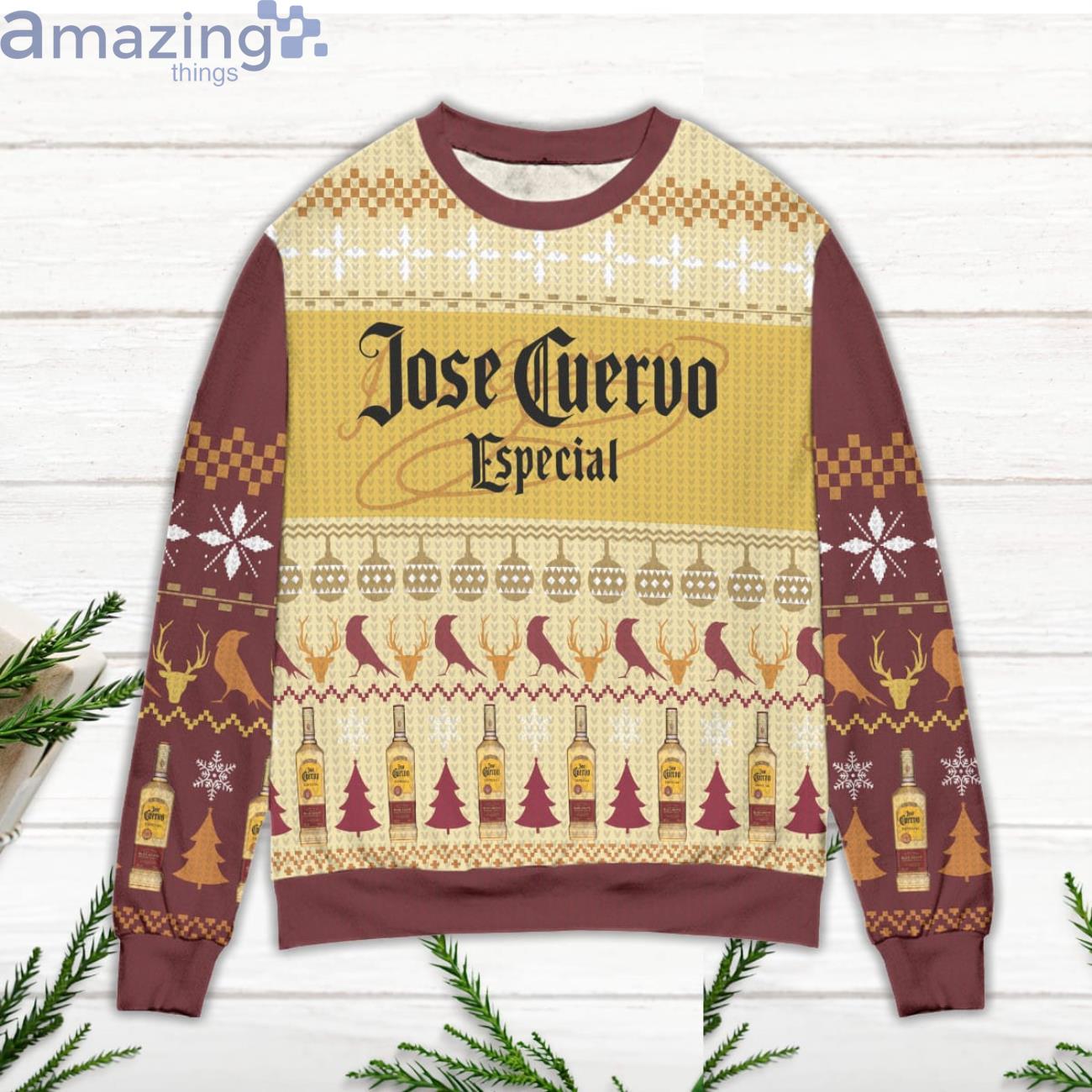 Jose Cuervo Especial Pine Tree Pattern Ugly Christmas Sweater image Jose Cuervo Especial Pine Tree Pattern Ugly Christmas Sweater Product Photo 2