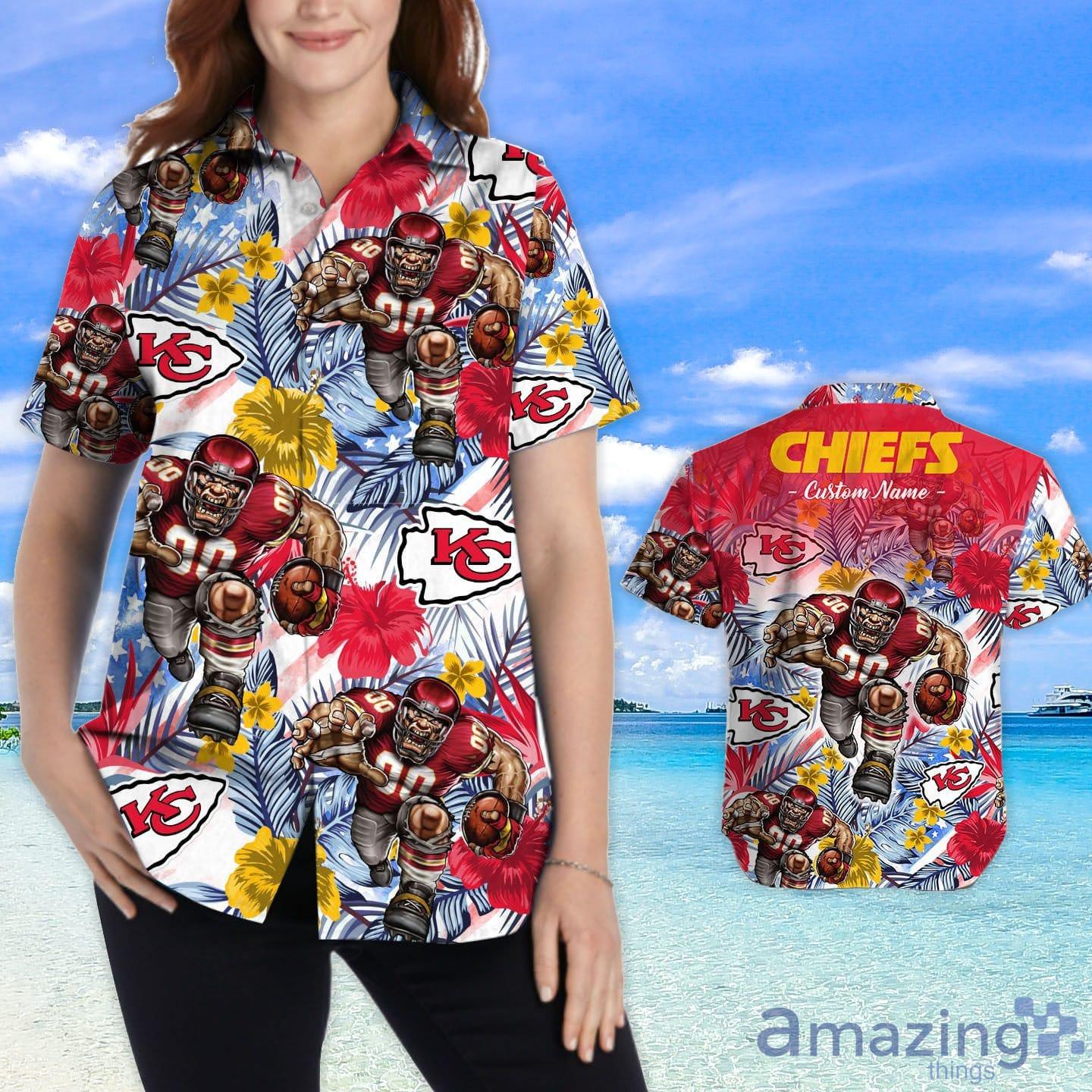 Kansas City Chiefs Long Sleeve Blouse Cold Shoulder Floral Shirt