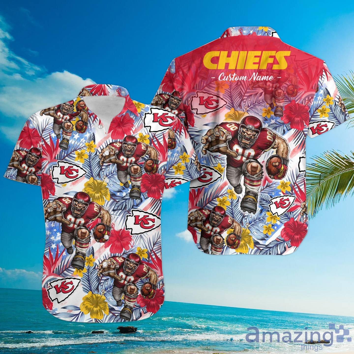 Personalized Kansas City Chiefs Hawaiian Shirt Tropical Flower