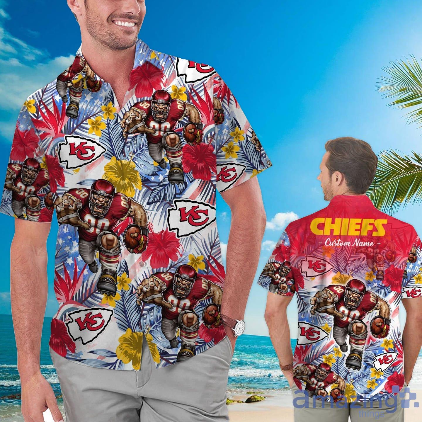 Kansas City Chiefs Tropical Floral Custom Name Aloha Hawaiian Shirt