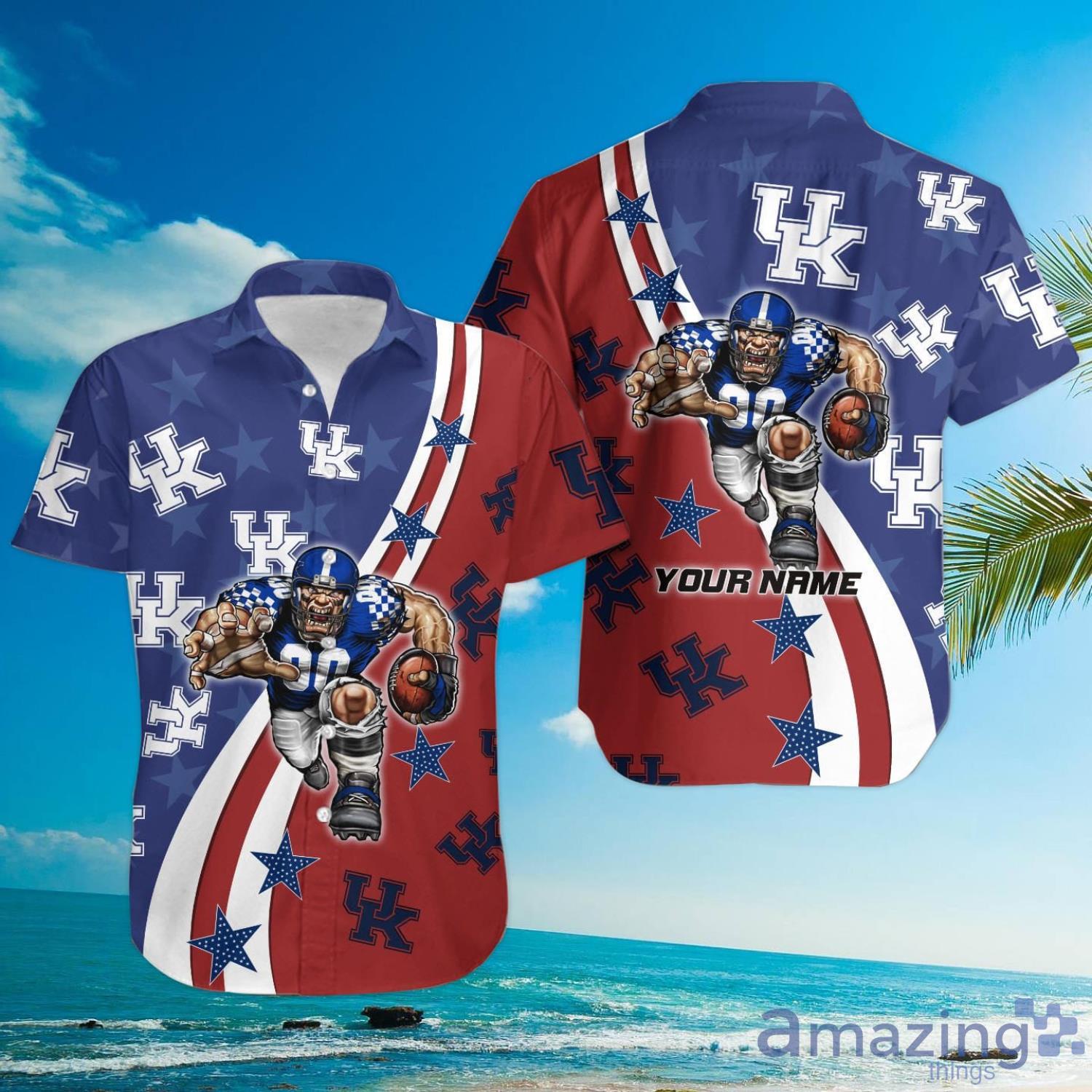 Kentucky Wildcats American Flag Custom Name Hawaiian Shirt image Kentucky Wildcats American Flag Custom Name Hawaiian Shirt Product Photo 3