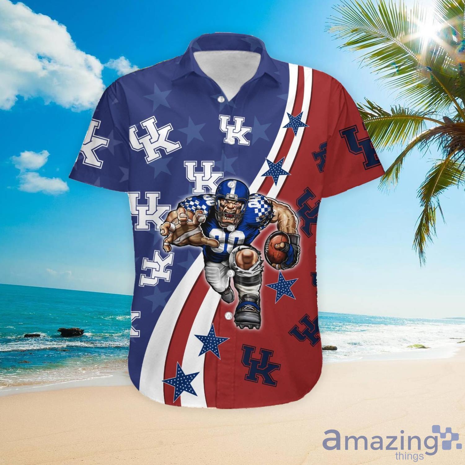Kentucky Wildcats American Flag Custom Name Hawaiian Shirt image Kentucky Wildcats American Flag Custom Name Hawaiian Shirt Product Photo 4
