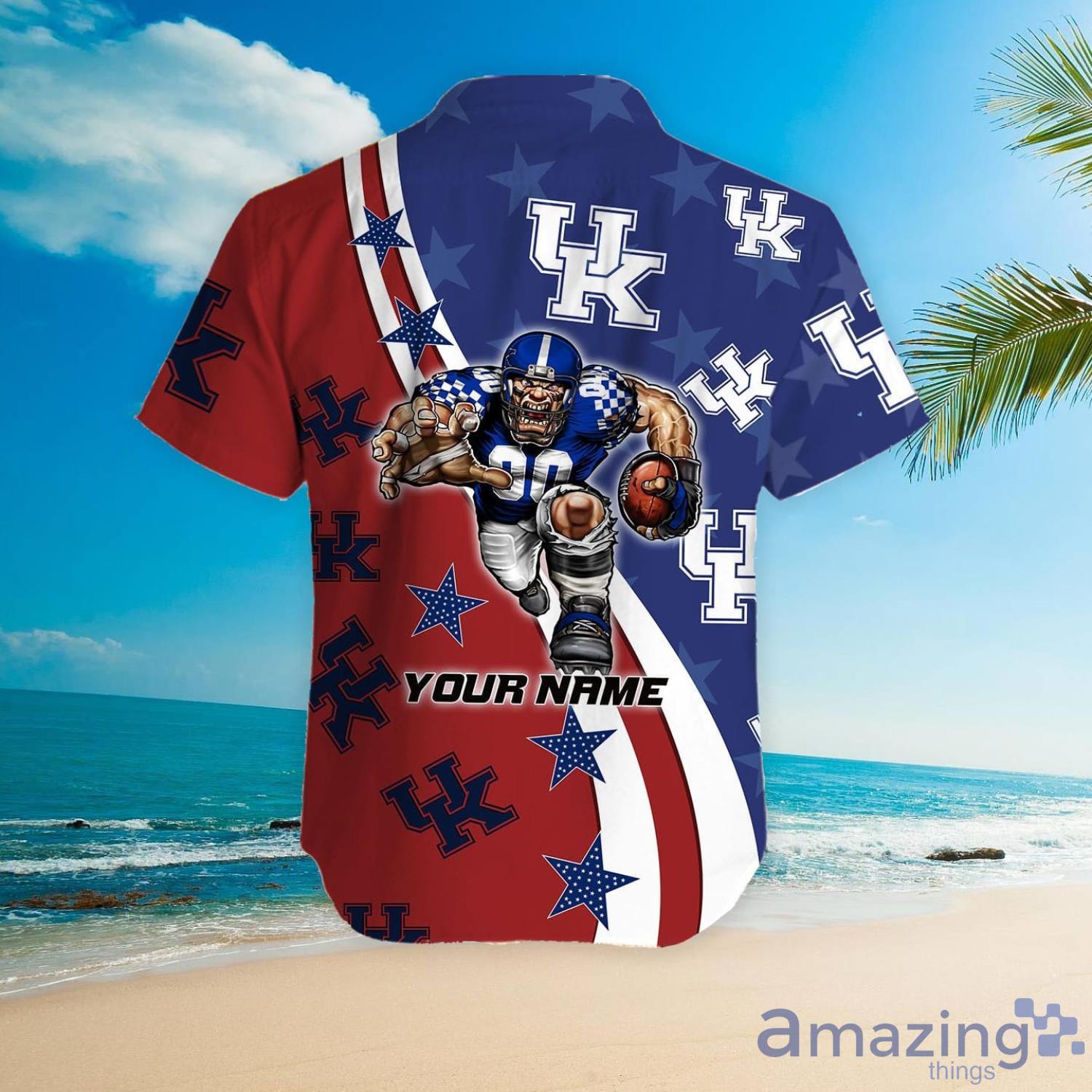 Kentucky Wildcats American Flag Custom Name Hawaiian Shirt image Kentucky Wildcats American Flag Custom Name Hawaiian Shirt Product Photo 5