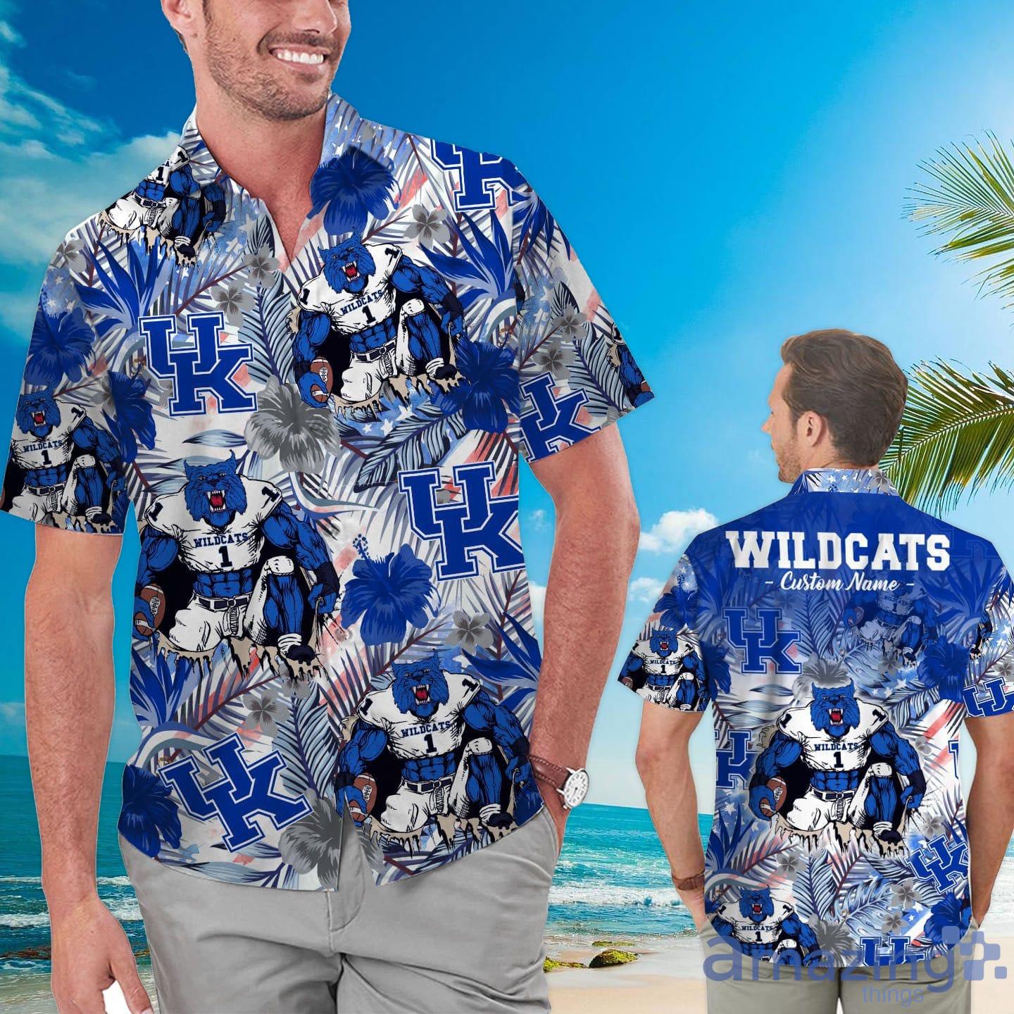 Kentucky Wildcats Tropical Floral Custom Name Aloha Hawaiian Shirt Product Photo 1