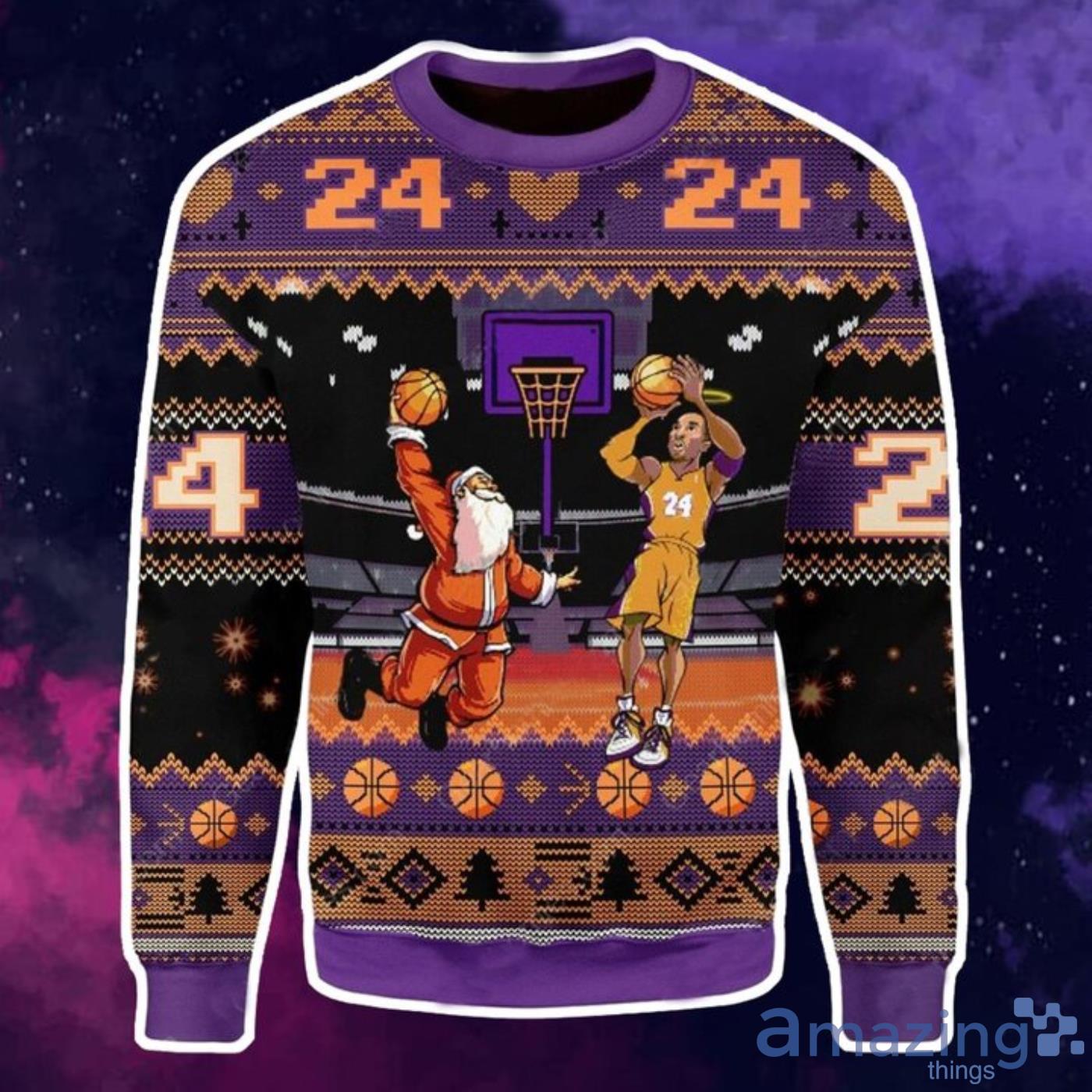 Kobe Bryant And Santa Play Basketball Christmas Ugly Sweater In Memory Kobe Bryant Product Photo 1