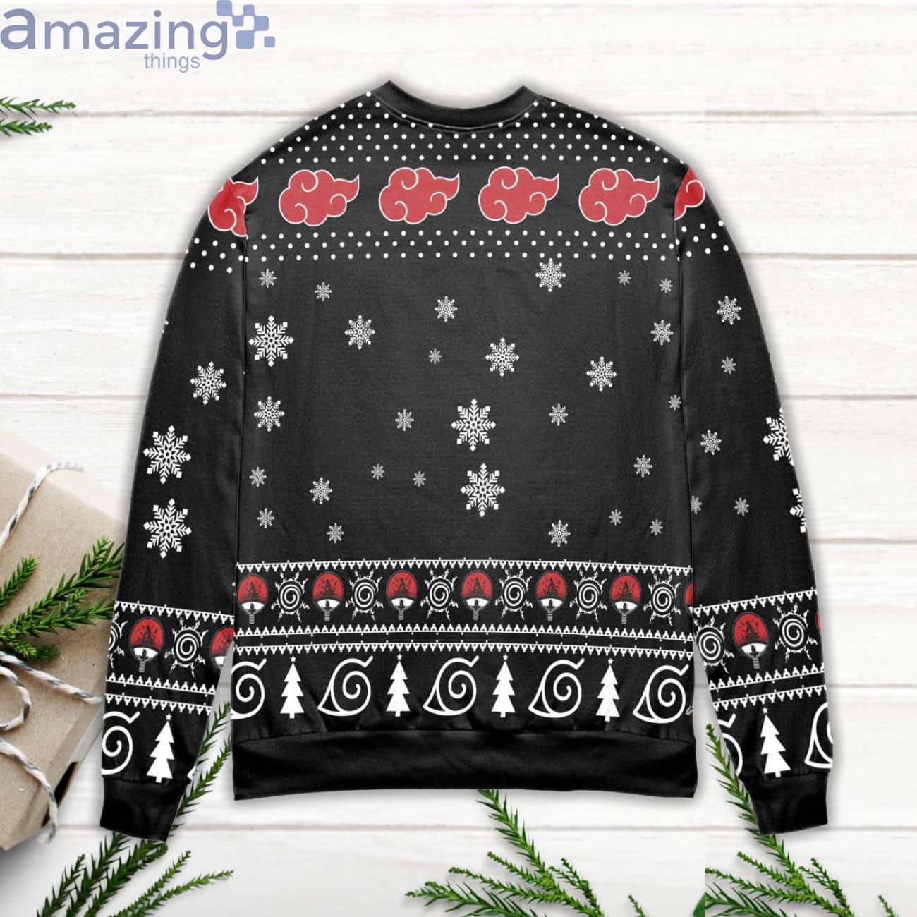Kurama Naruto Akatsuki Logo Snowflake Ugly Christmas Sweater image Kurama Naruto Akatsuki Logo Snowflake Ugly Christmas Sweater Product Photo 3