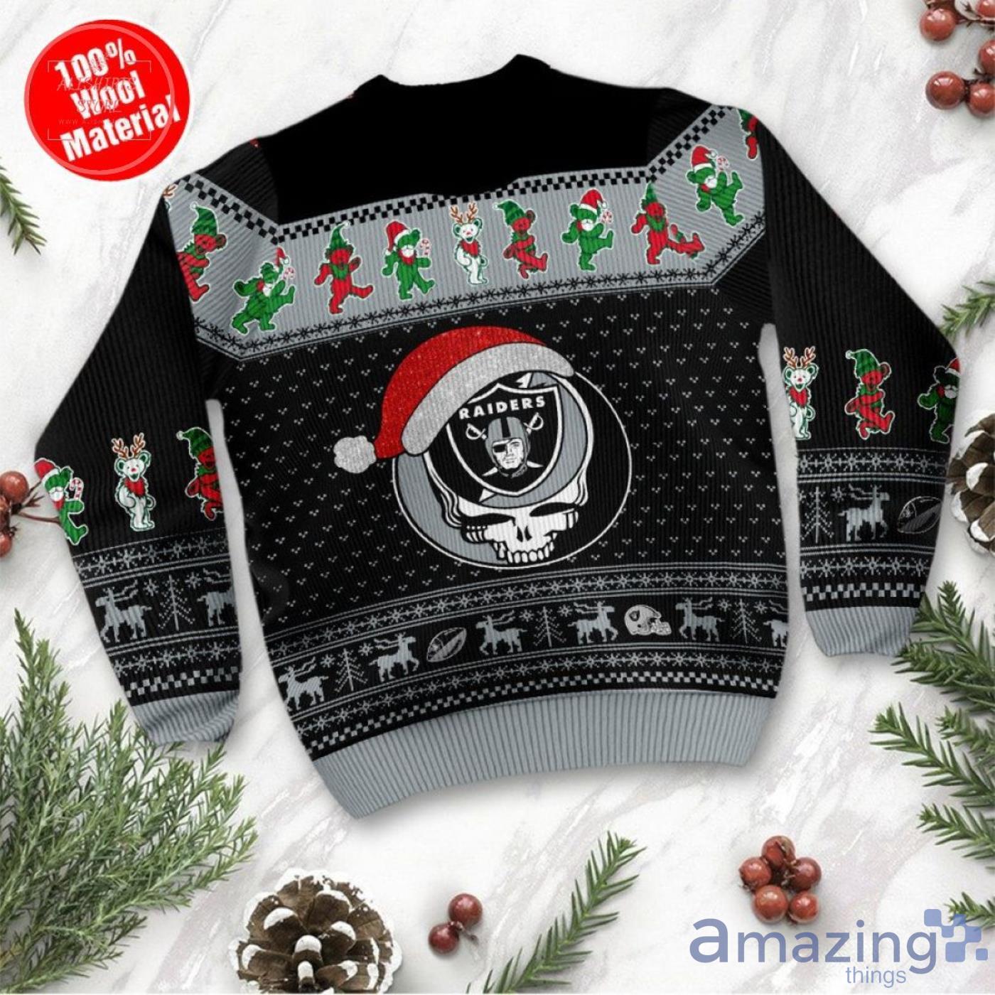 Las Vegas Raiders Ugly Christmas Raglan Pajamas Set