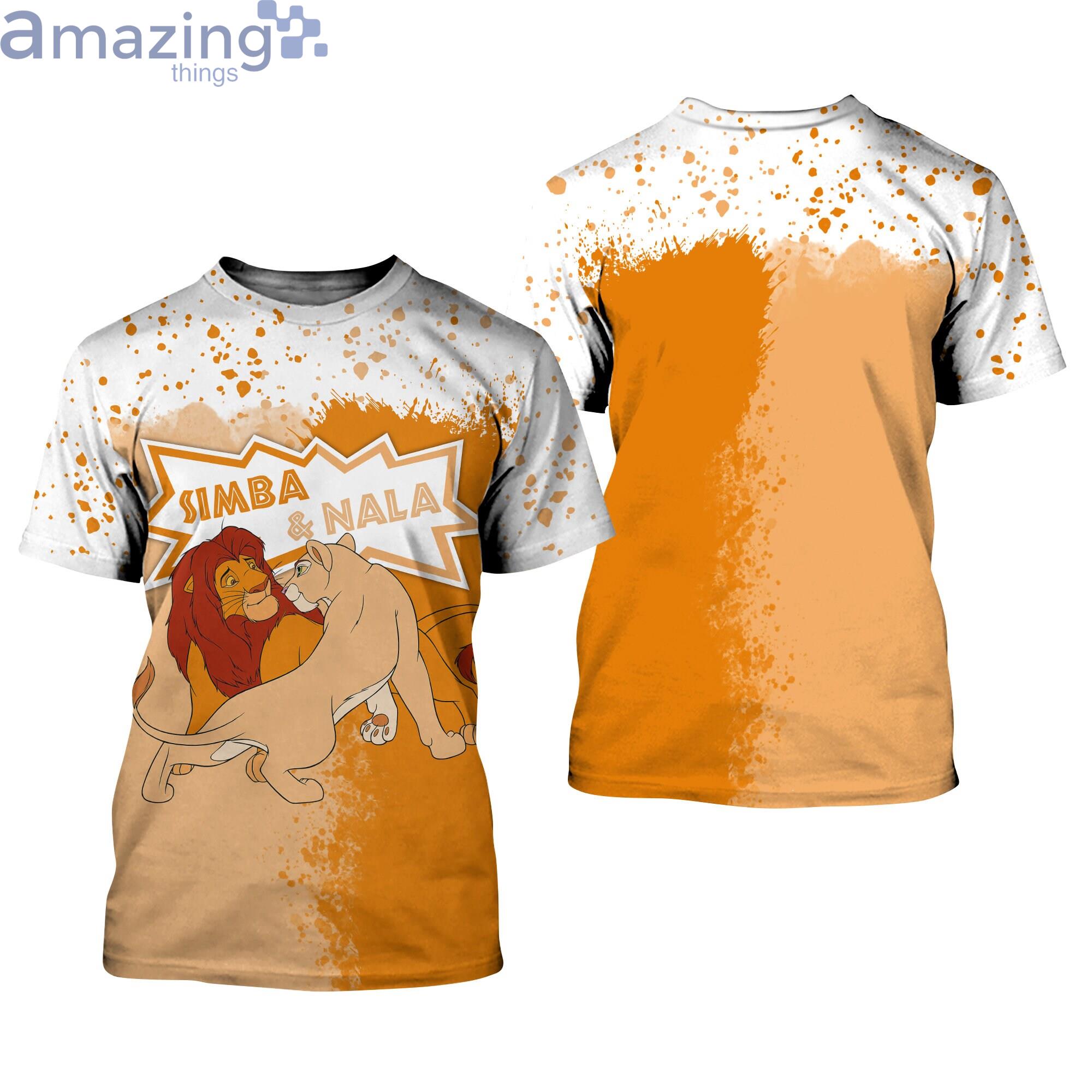 Lion King Simba & Nala Orange Splatter Paint Disney Cartoon 3D T-Shirts Product Photo 1