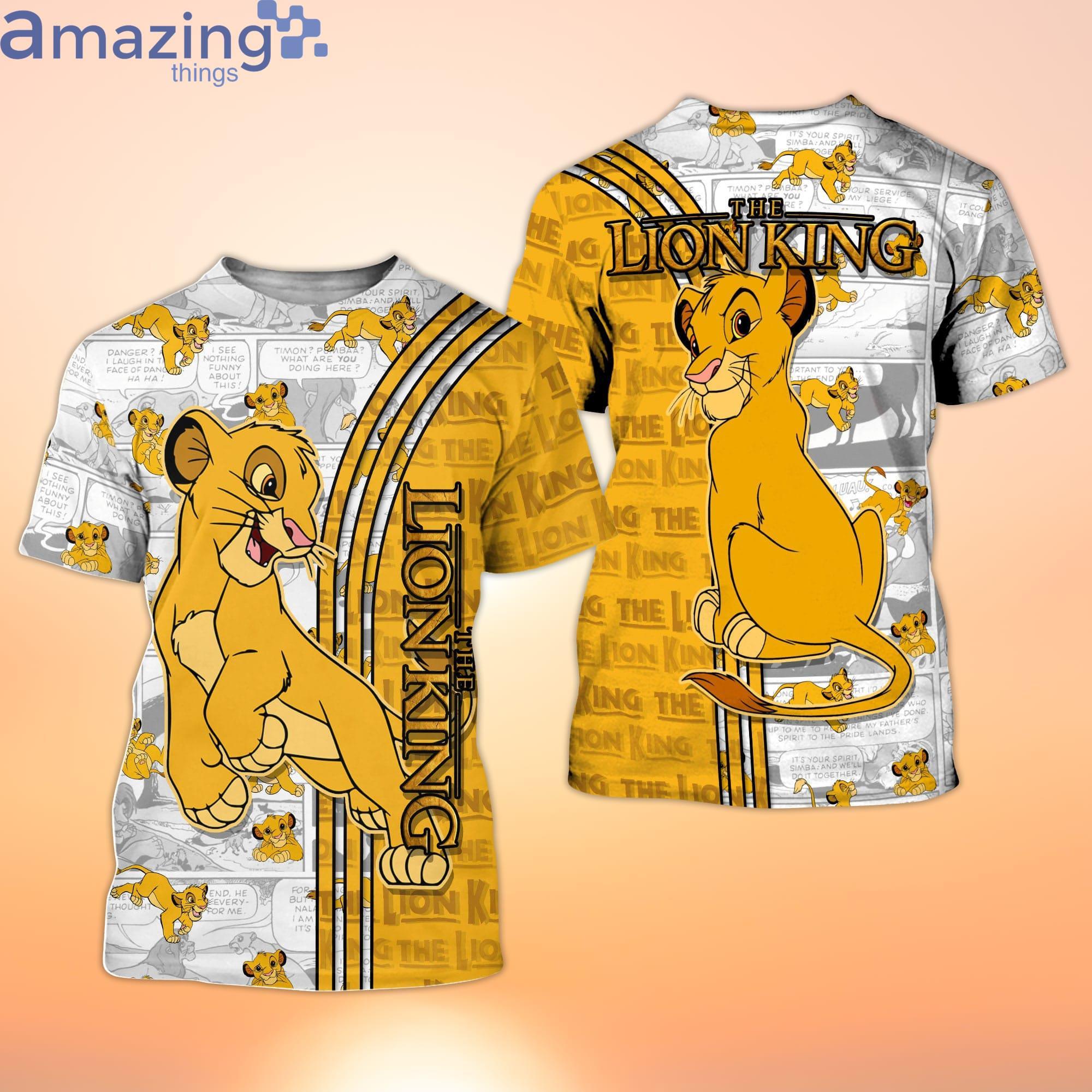 Lion King Simba Orange Cross Comic Book Patterns Disney Cartoon 3D T-Shirt Product Photo 1