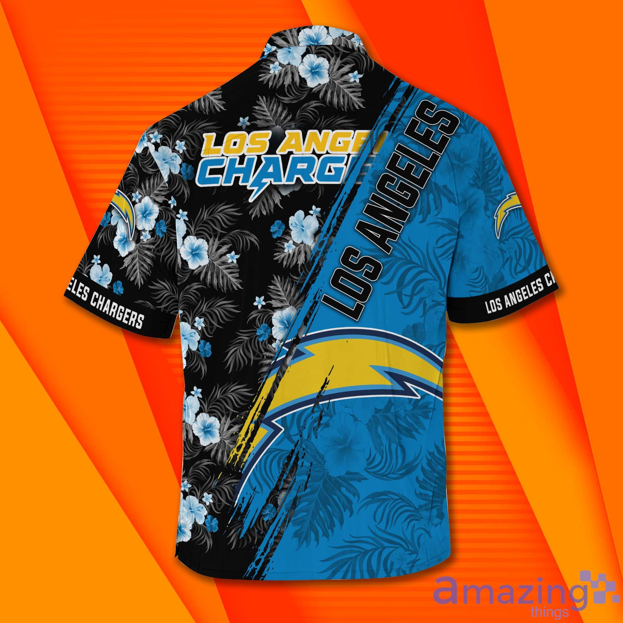 Los Angeles Chargers NFL All Over Print Short Sleeves Hawaiian Shirt Product Photo 1 Los Angeles Chargers NFL All Over Print Short Sleeves Hawaiian Shirt Product Photo 1