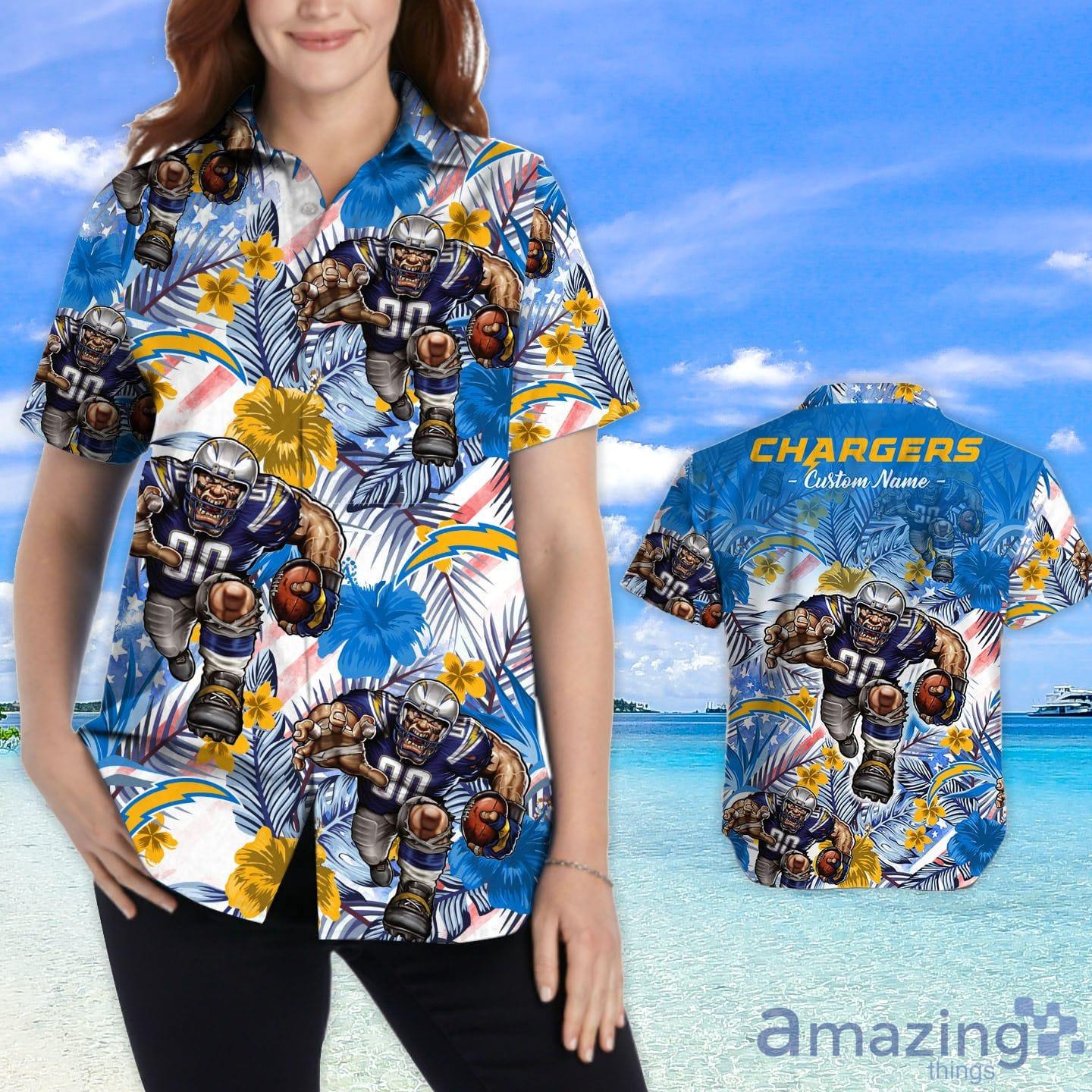 Custom Name Los Angeles Chargers NFL Aloha Hawaiian Shirt –