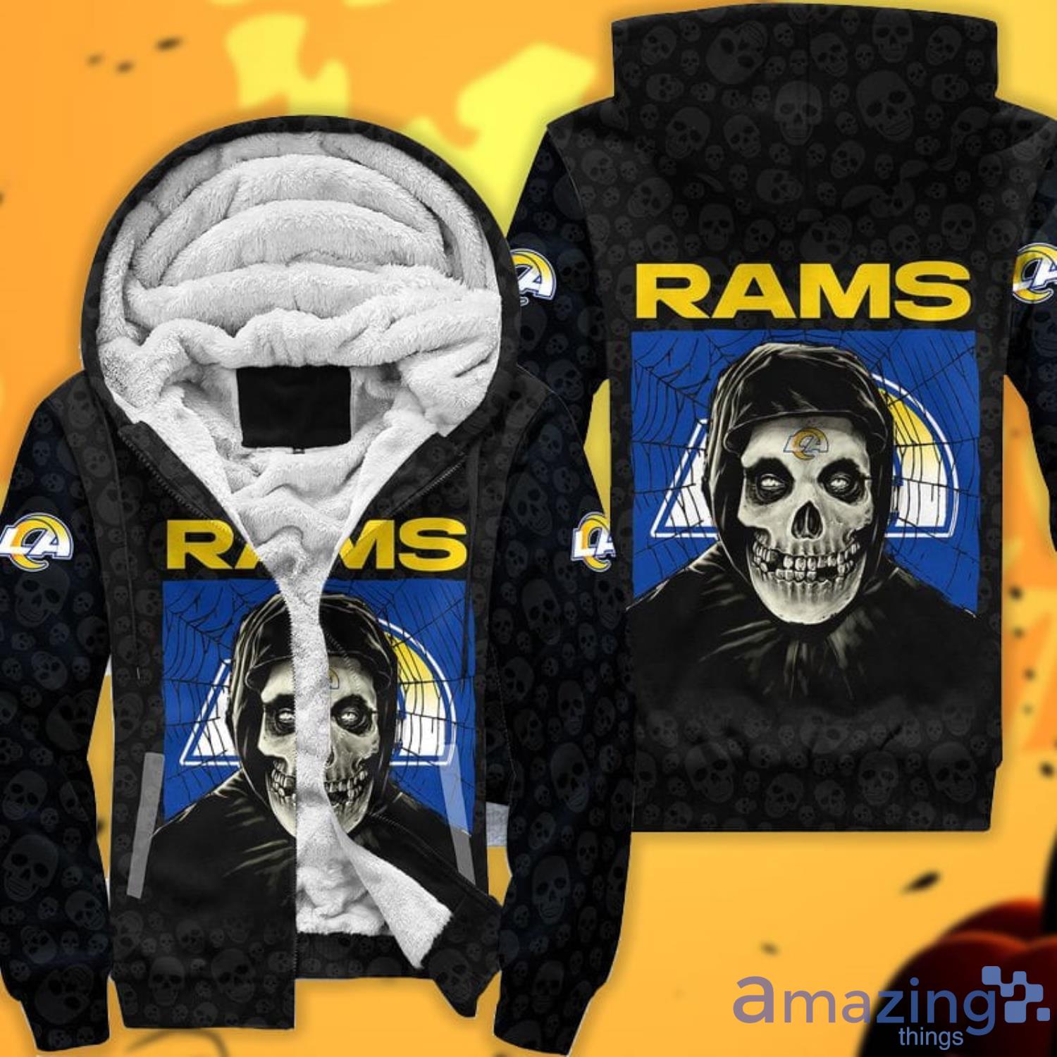 Los Angeles Rams 3D Skull Zip Hoodie Pullover Shirt For Fans