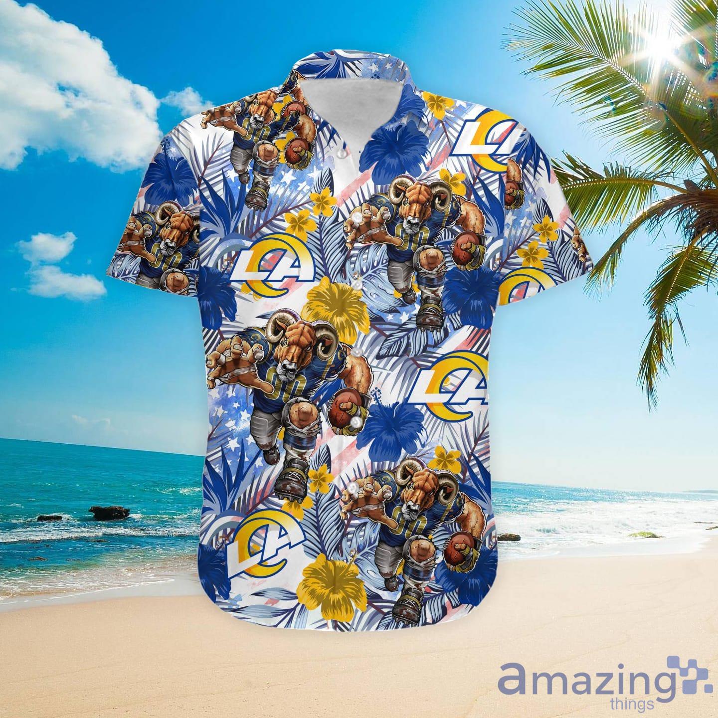 Los Angeles Rams America Flag Tropical Floral Aloha Hawaiian Shirt