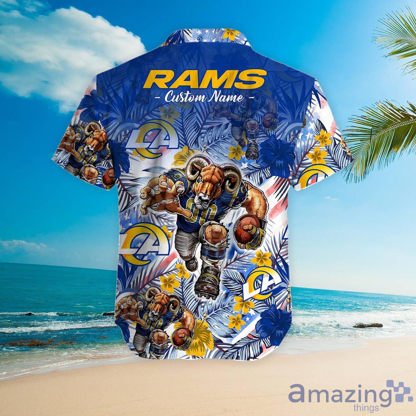 Los Angeles Rams America Flag Tropical Floral Aloha Hawaiian Shirt