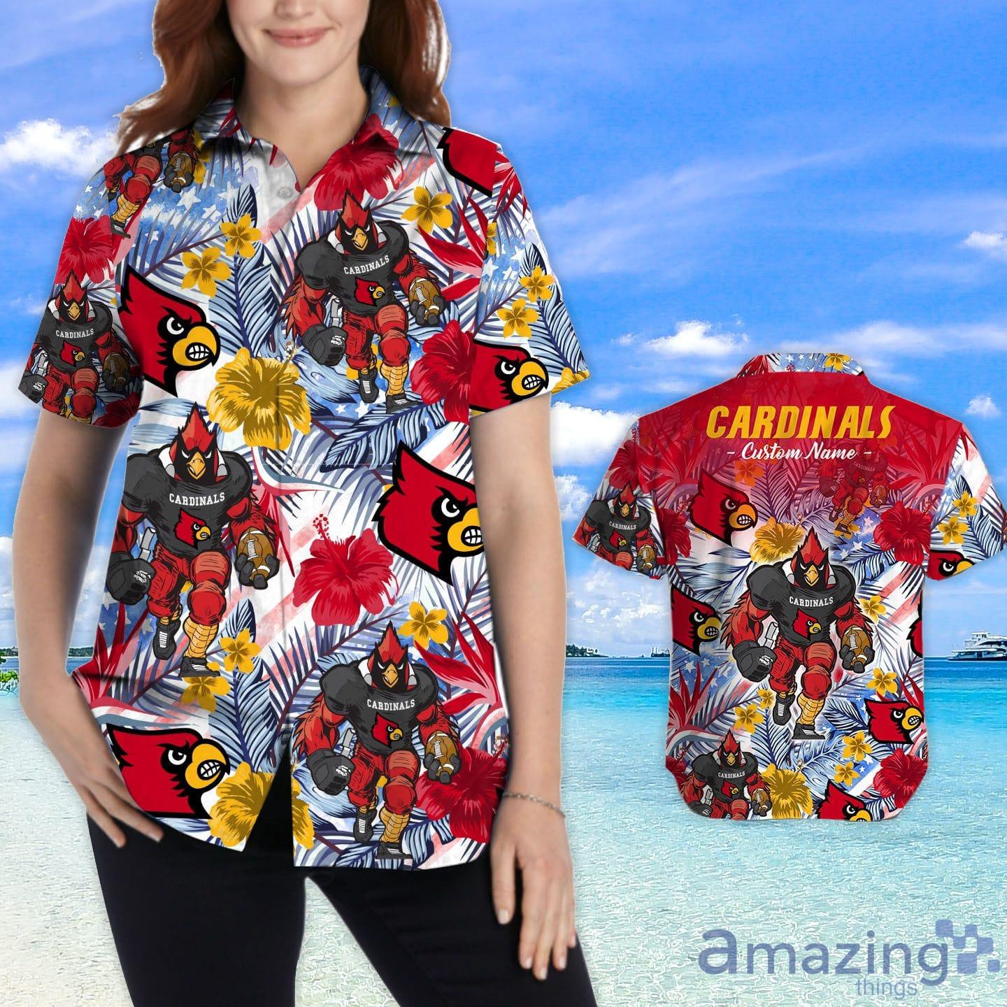 Louisville Cardinals Tropical Floral Custom Name Aloha Hawaiian Shirt