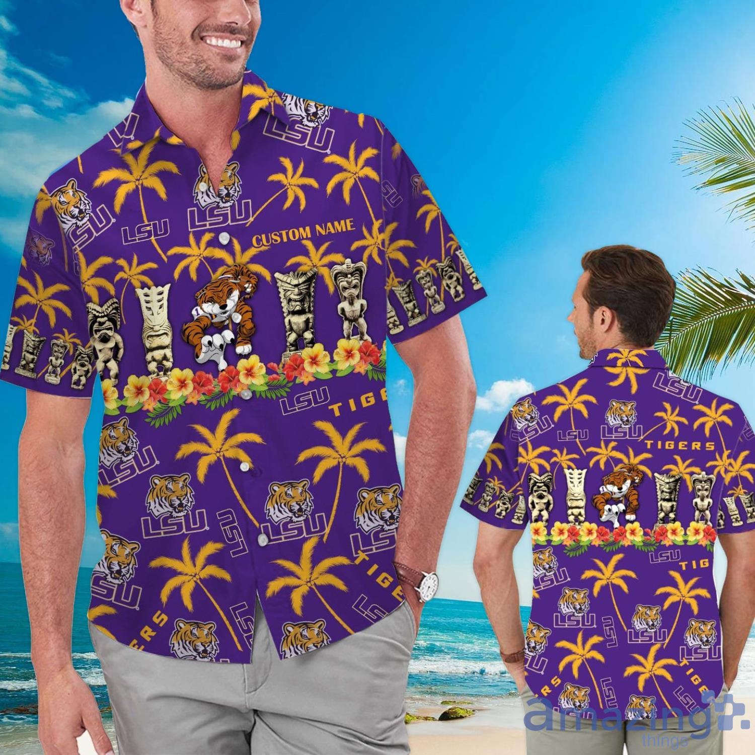 LSU Tigers Custom Name Hawaiian Shirt Product Photo 1