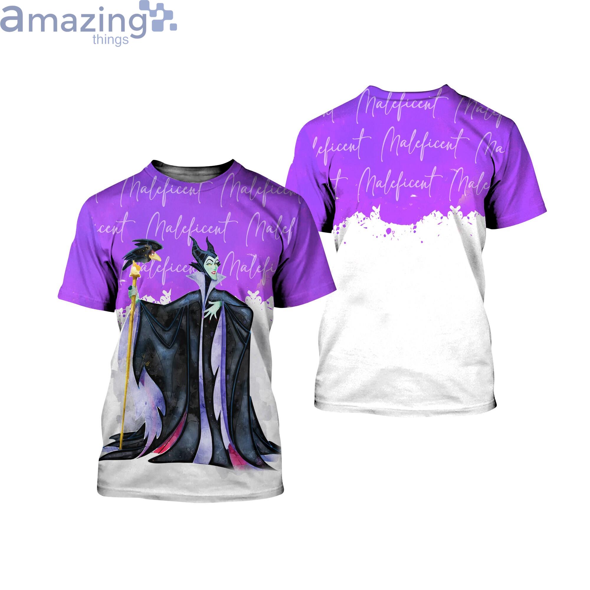 Maleficent Villian Purple Watercolor Glitter Disney Cartoon 3D T-Shirts Product Photo 1