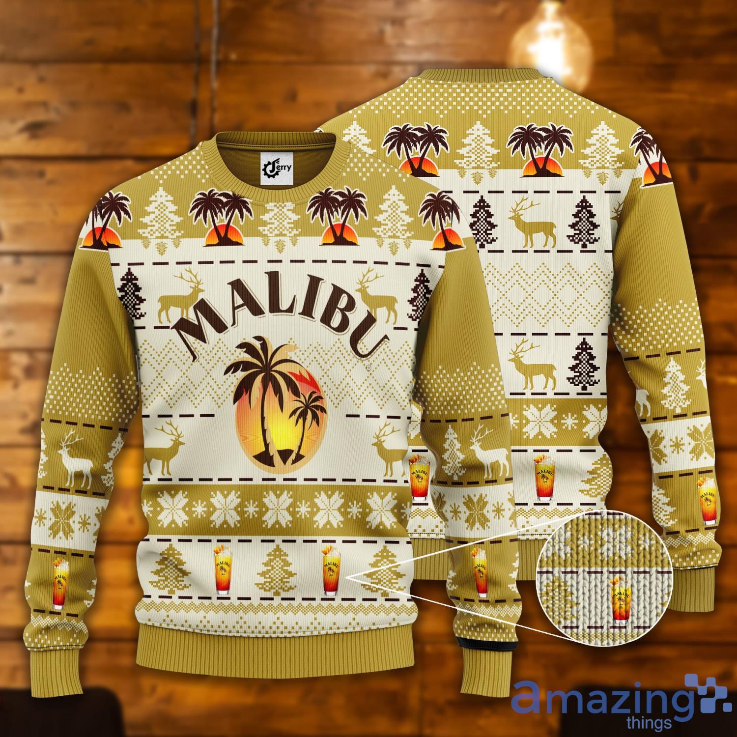 Malibu Rum Sunset Christmas Gift Ugly Christmas Sweater Product Photo 1
