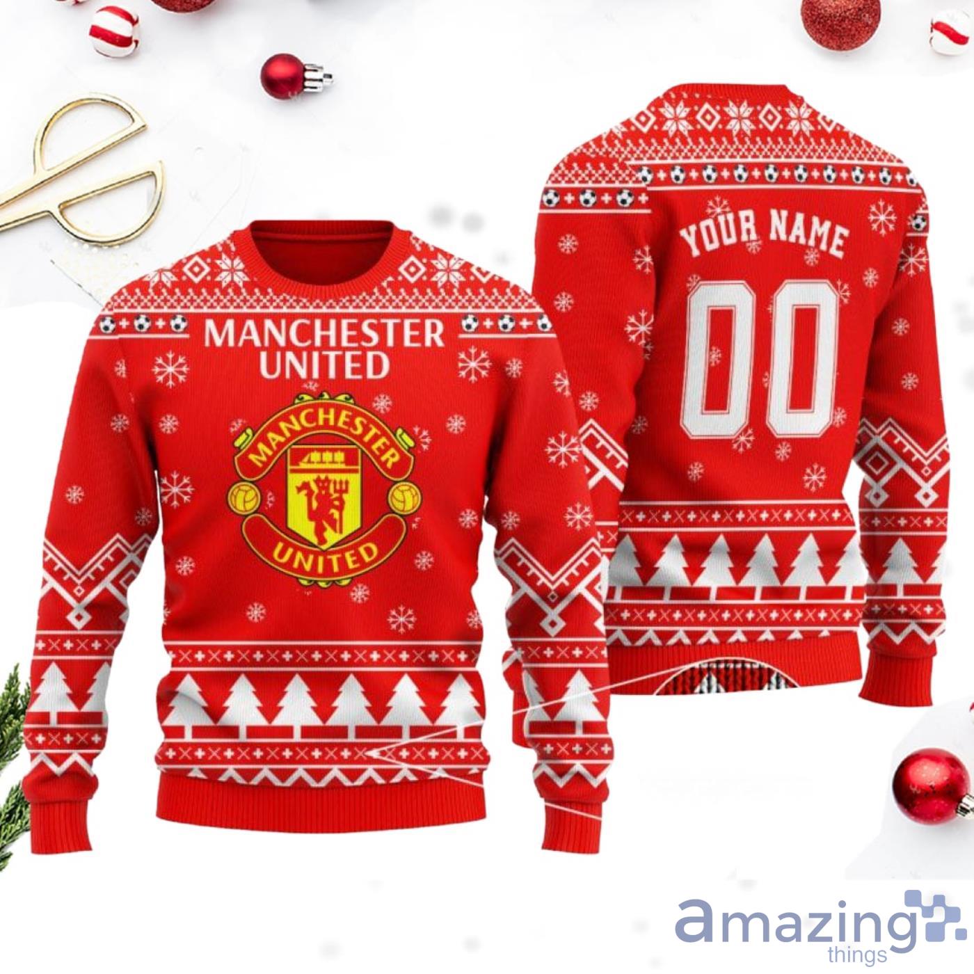 last enthousiast Ontleden Manchester United Custom Name And Number Ugly Christmas Sweater